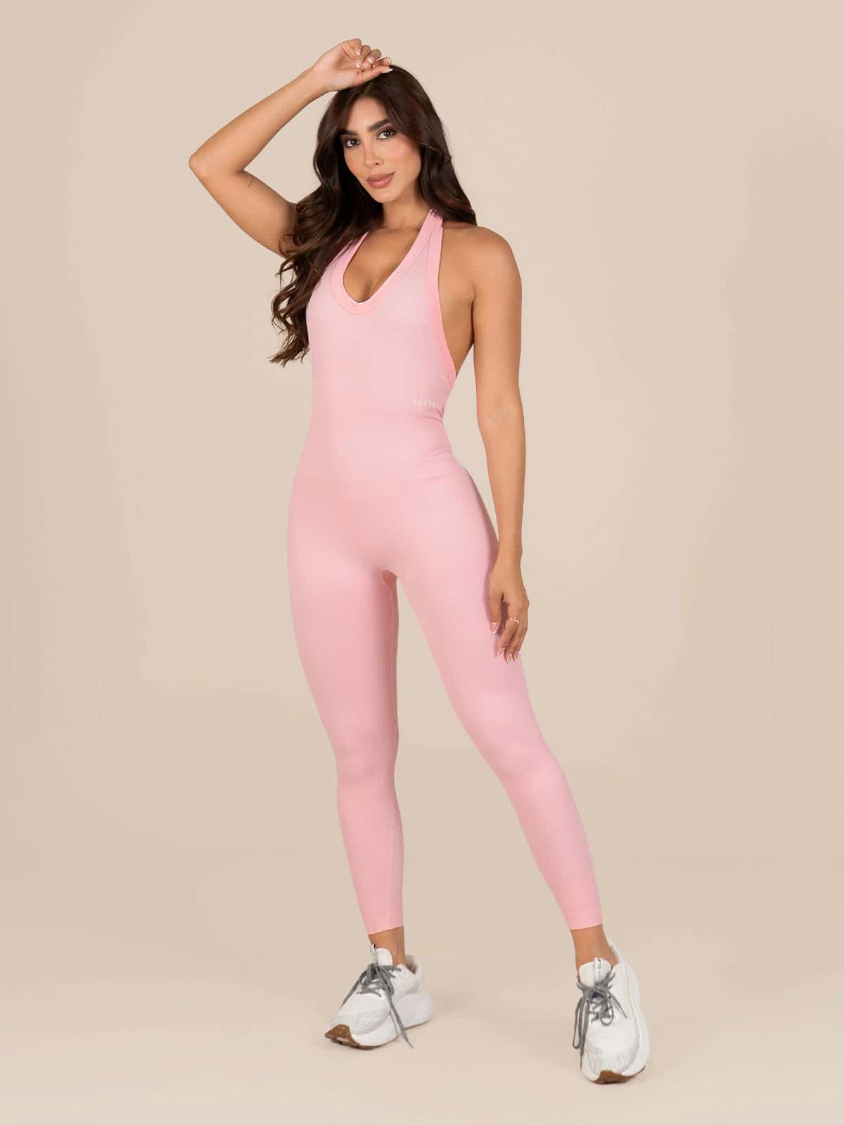 Rose enterizo largo seamless rosa