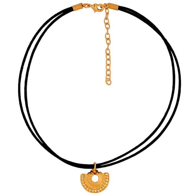 Collar Choker Negro y Dije Pequeño Nariguera Semilunar Tairona