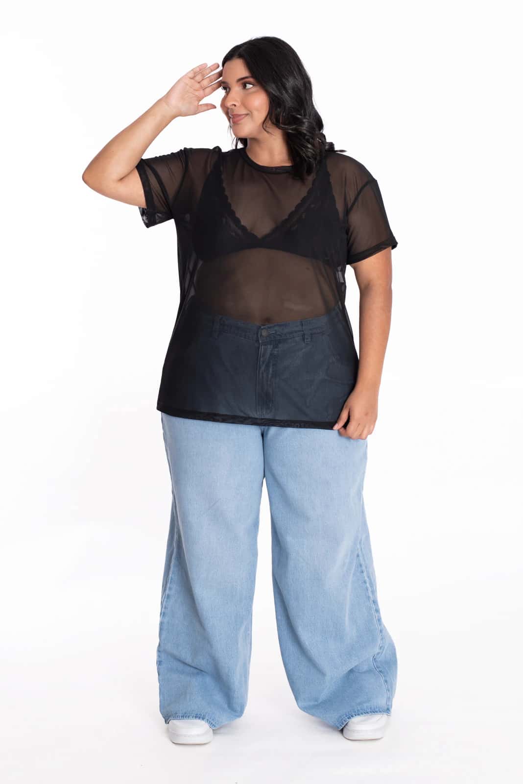 Camiseta Oversize Malla Negra - miniatura 3