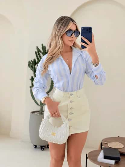Camisera coni bordada celeste
