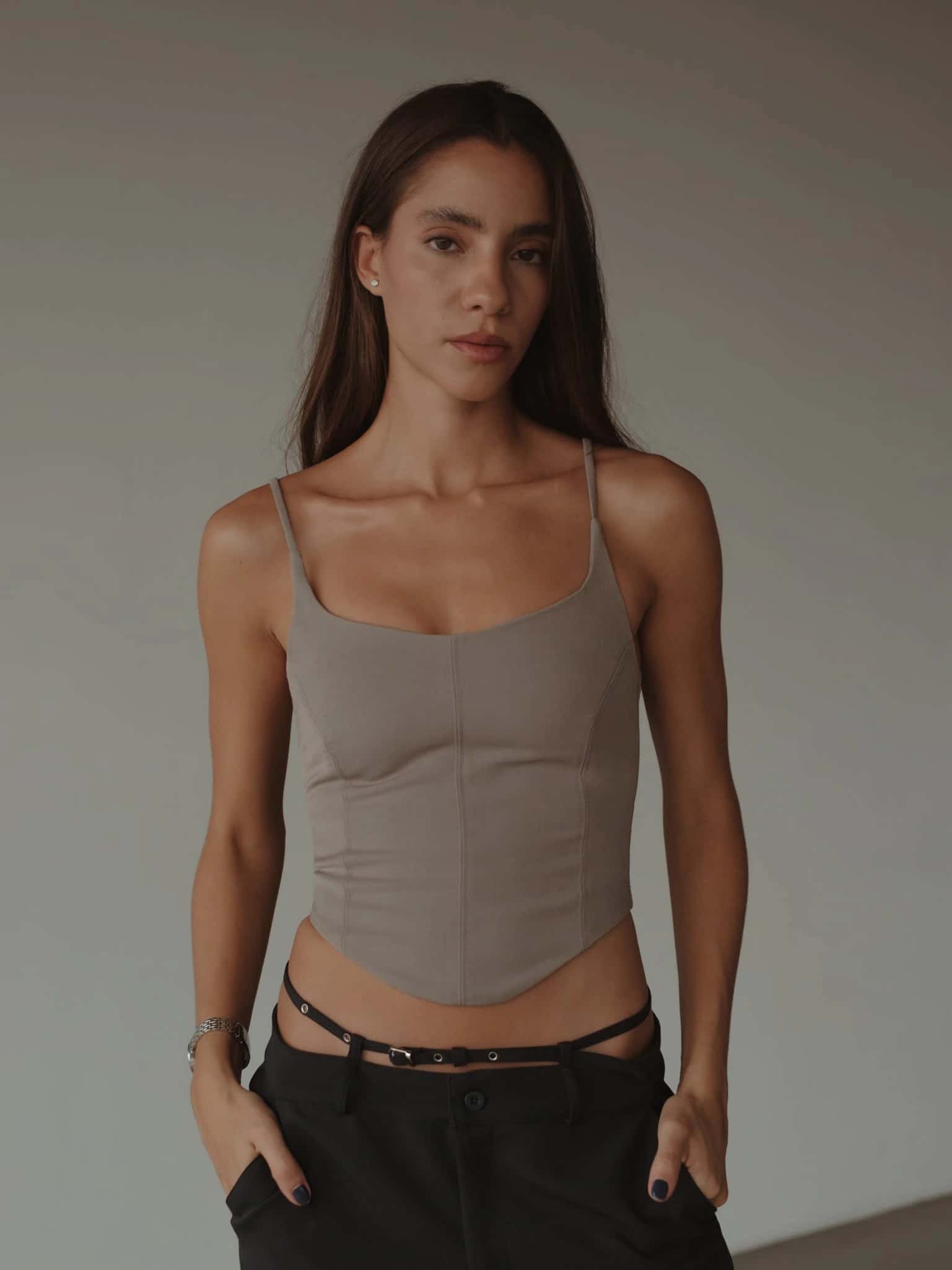 BACK LACE CORSET - ASH