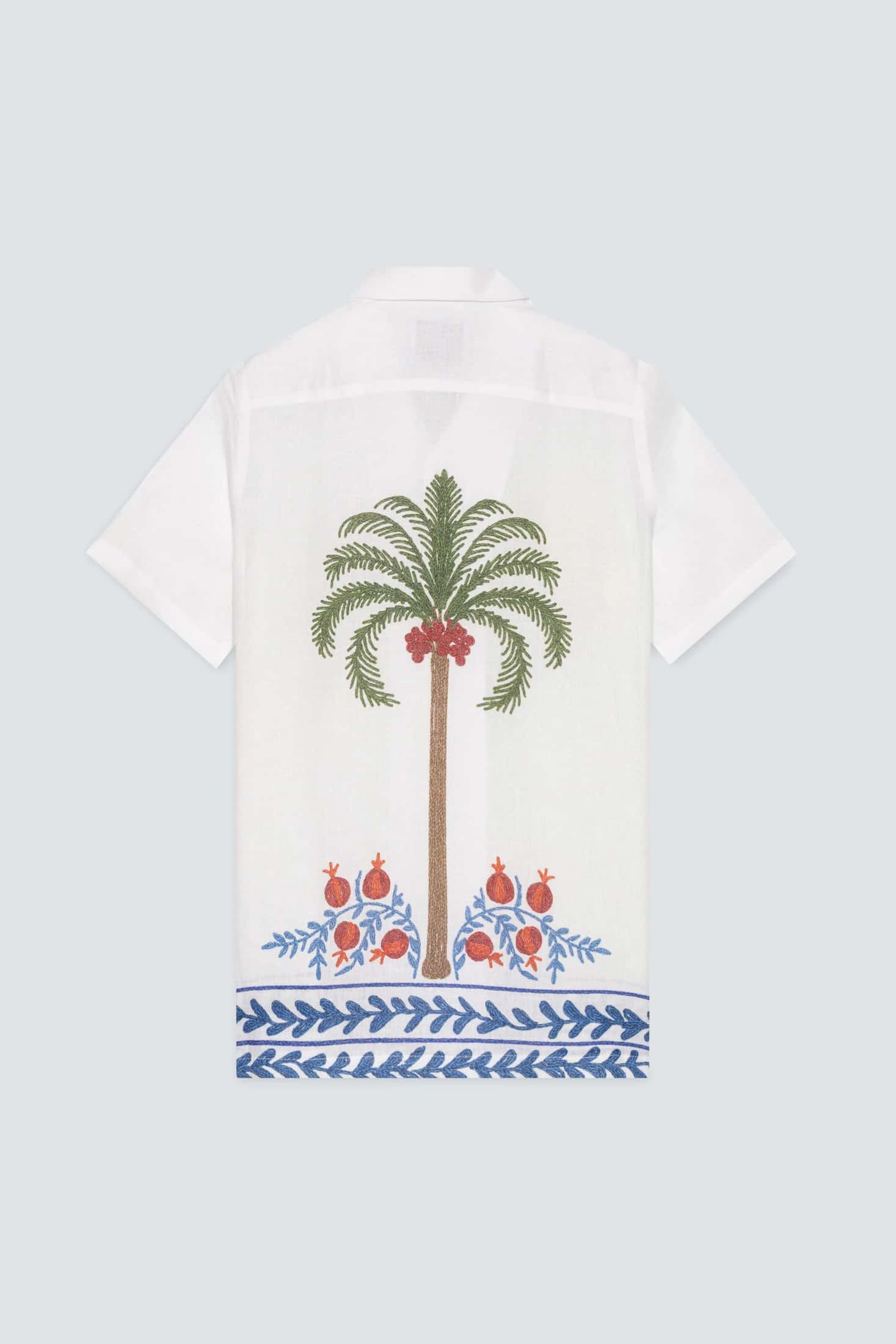 Men's linen shirt white tambour