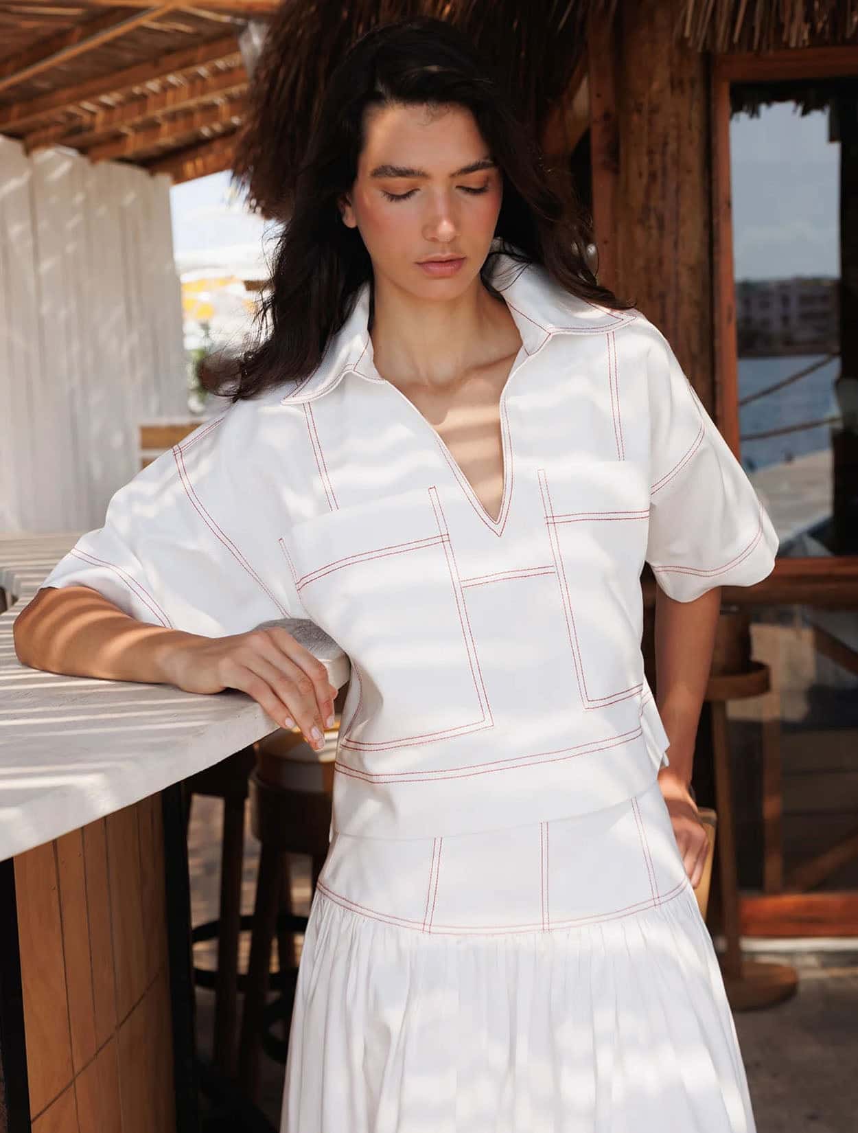 CAMISA DENIM CON PESPUNTES - miniatura 1