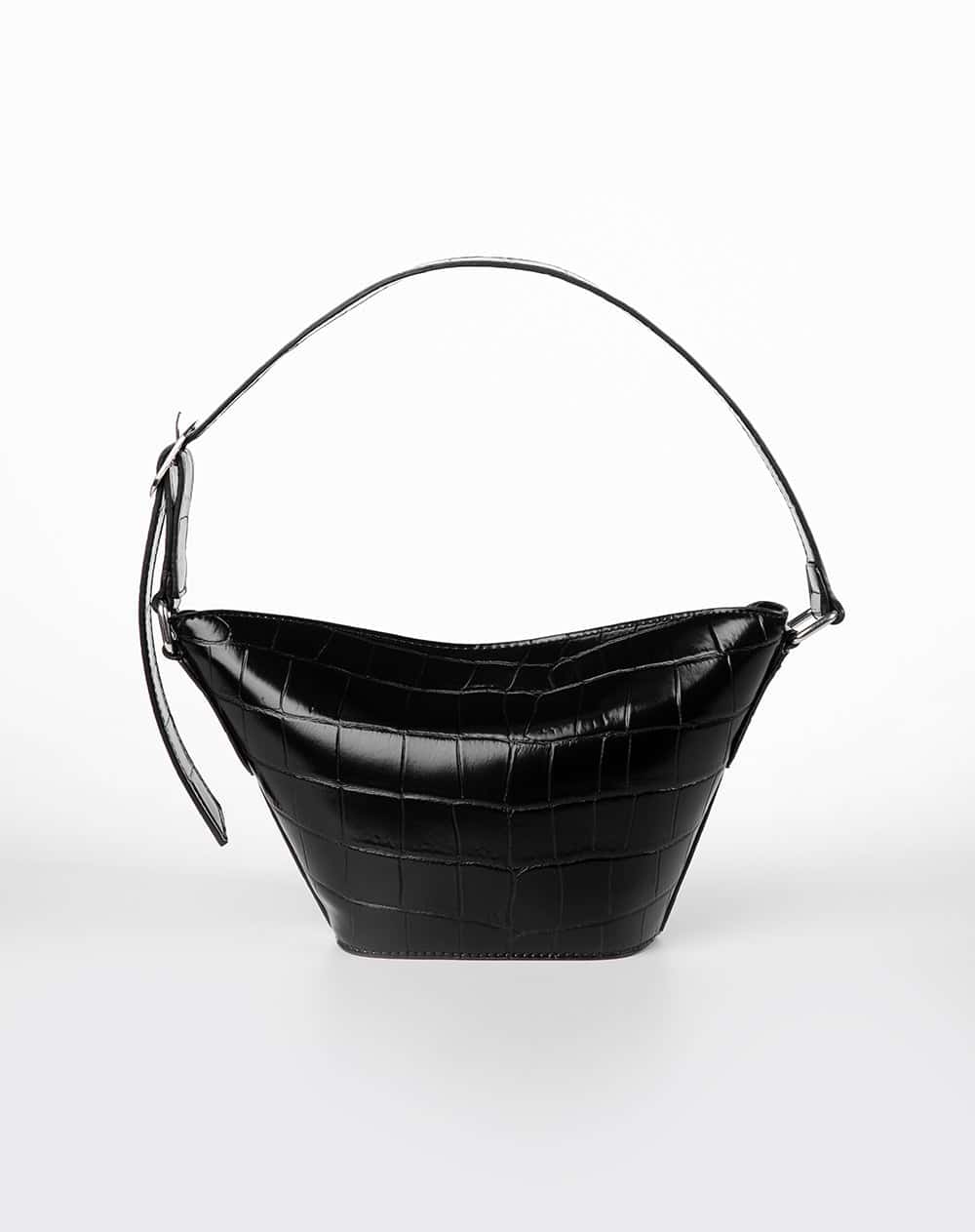 Bolso tipo bucket bag texturizado negro