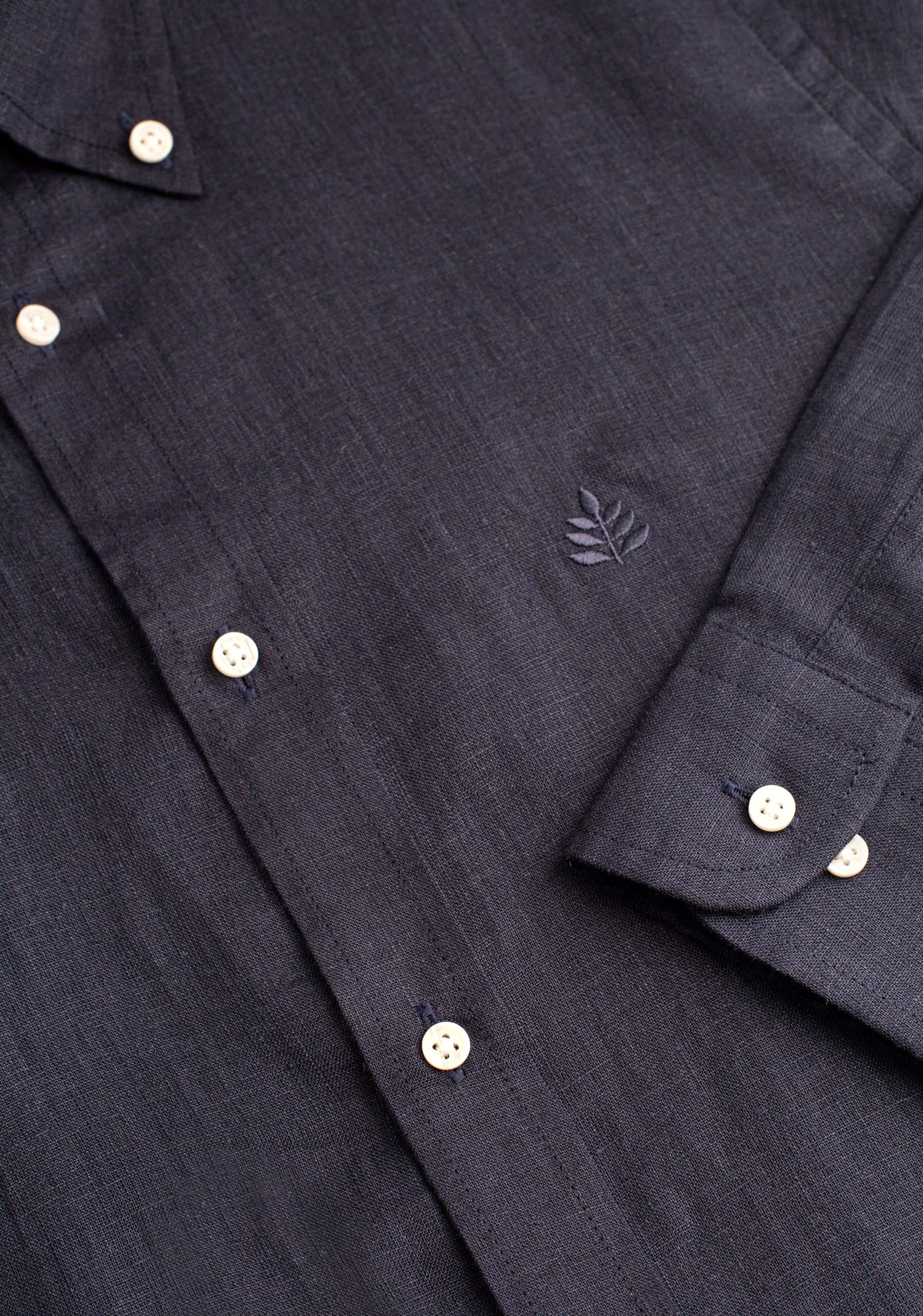 Camisa H CBD Lino L-Atn Azul Osc - miniatura 3