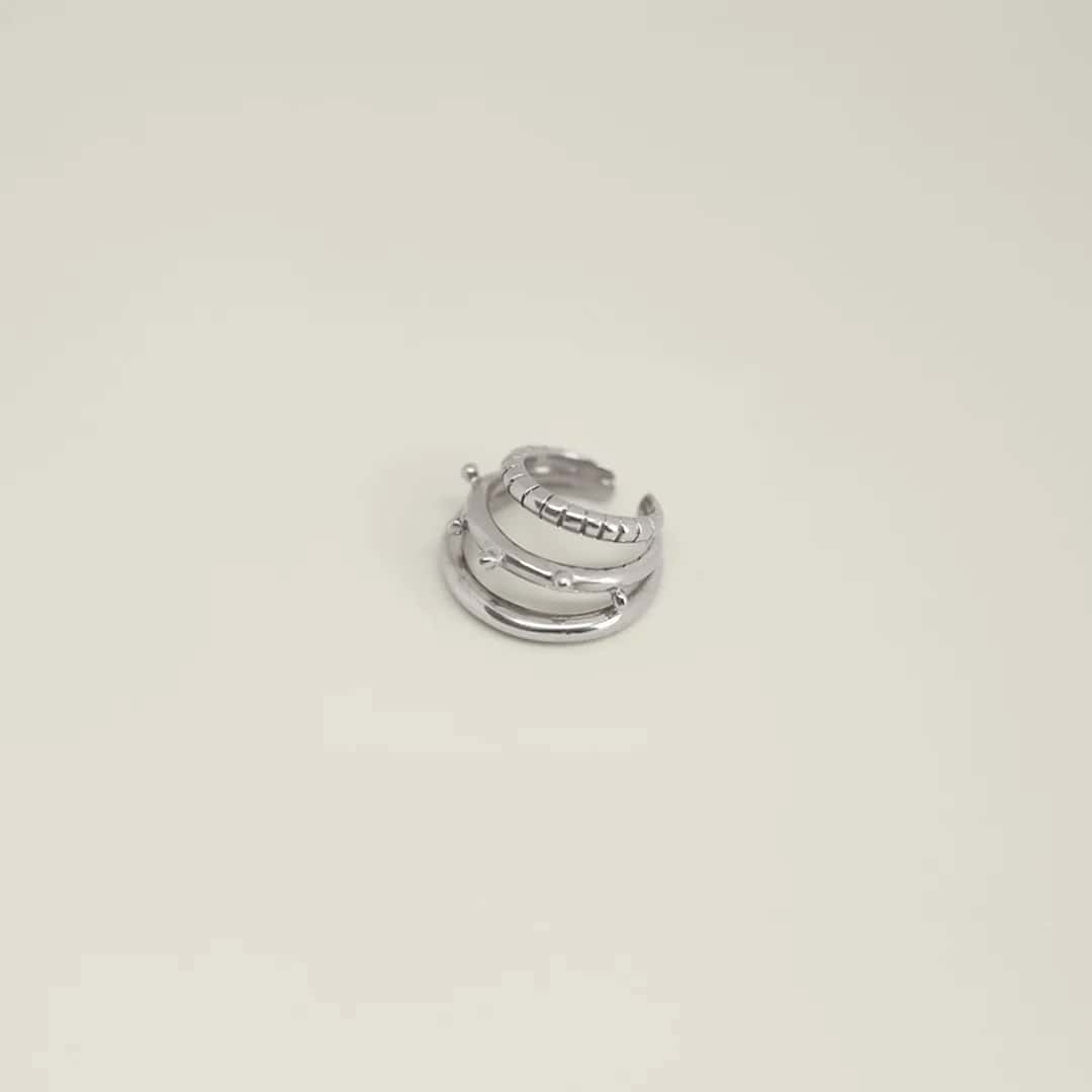 Triple Chuf Ear Cuff Silver