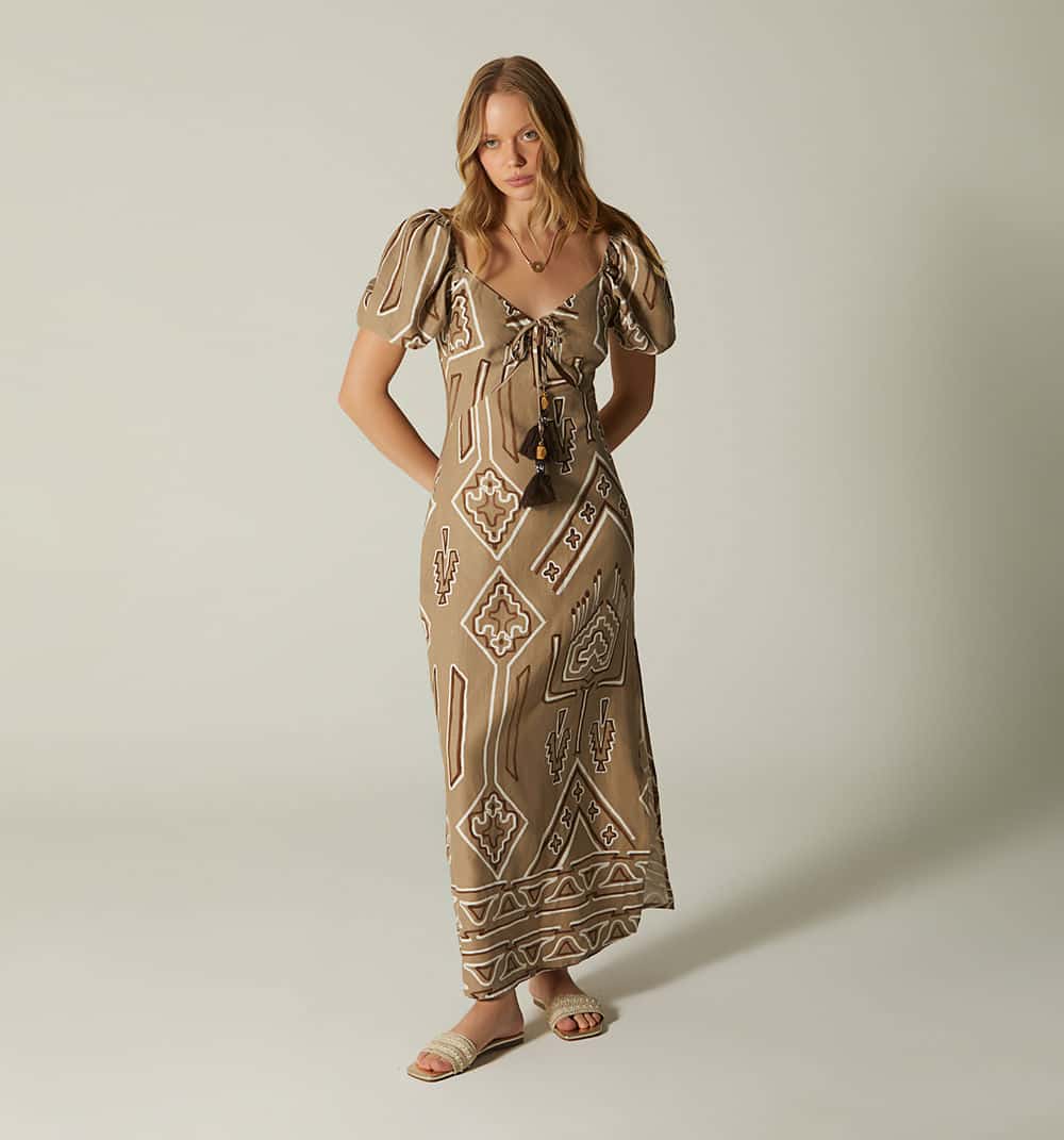 Vestido largo manga corta