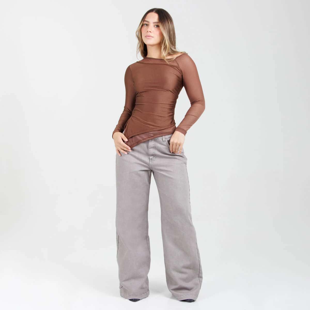 Jean Wide Leg Gris Ax-3153 Rigido