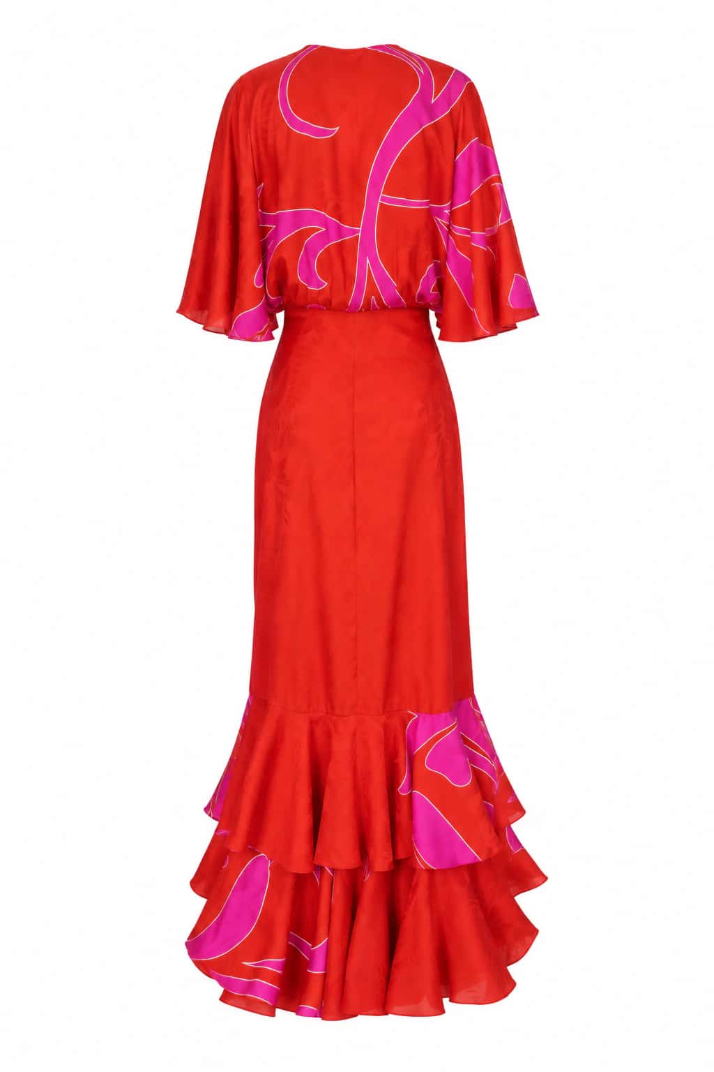 Angelica Crepe Maxi Dress / Red & Fuchsia Maxi Buganvilia - miniatura 2