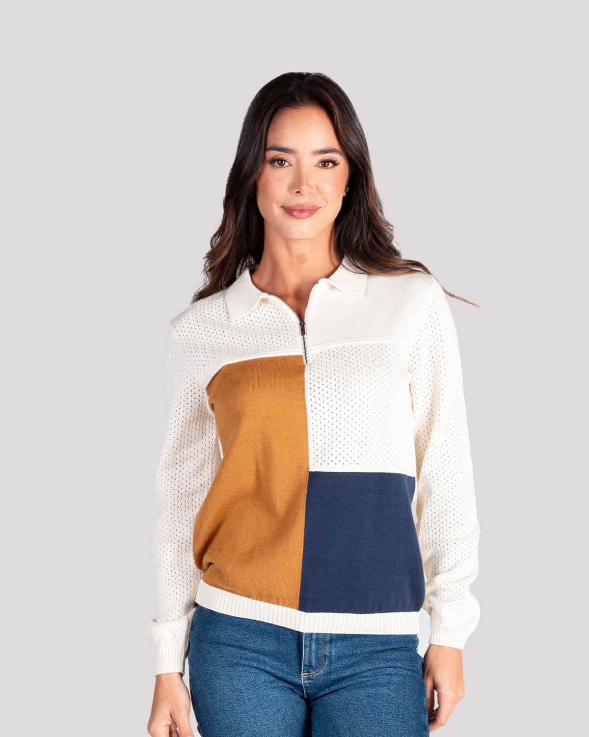 Sweater ivory bloques para mujer