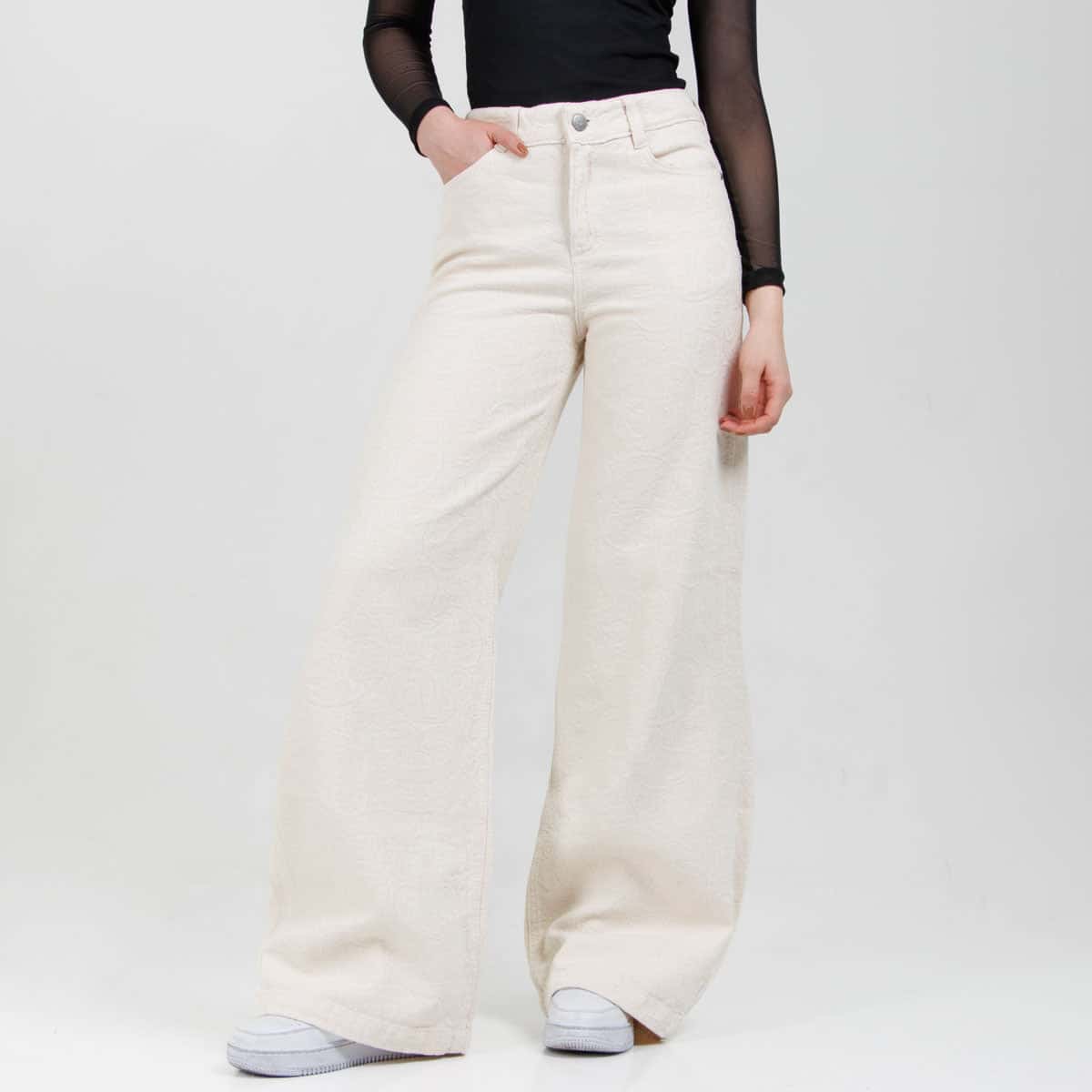 Jean Wide Leg Marfil Ax-3076 Rigido