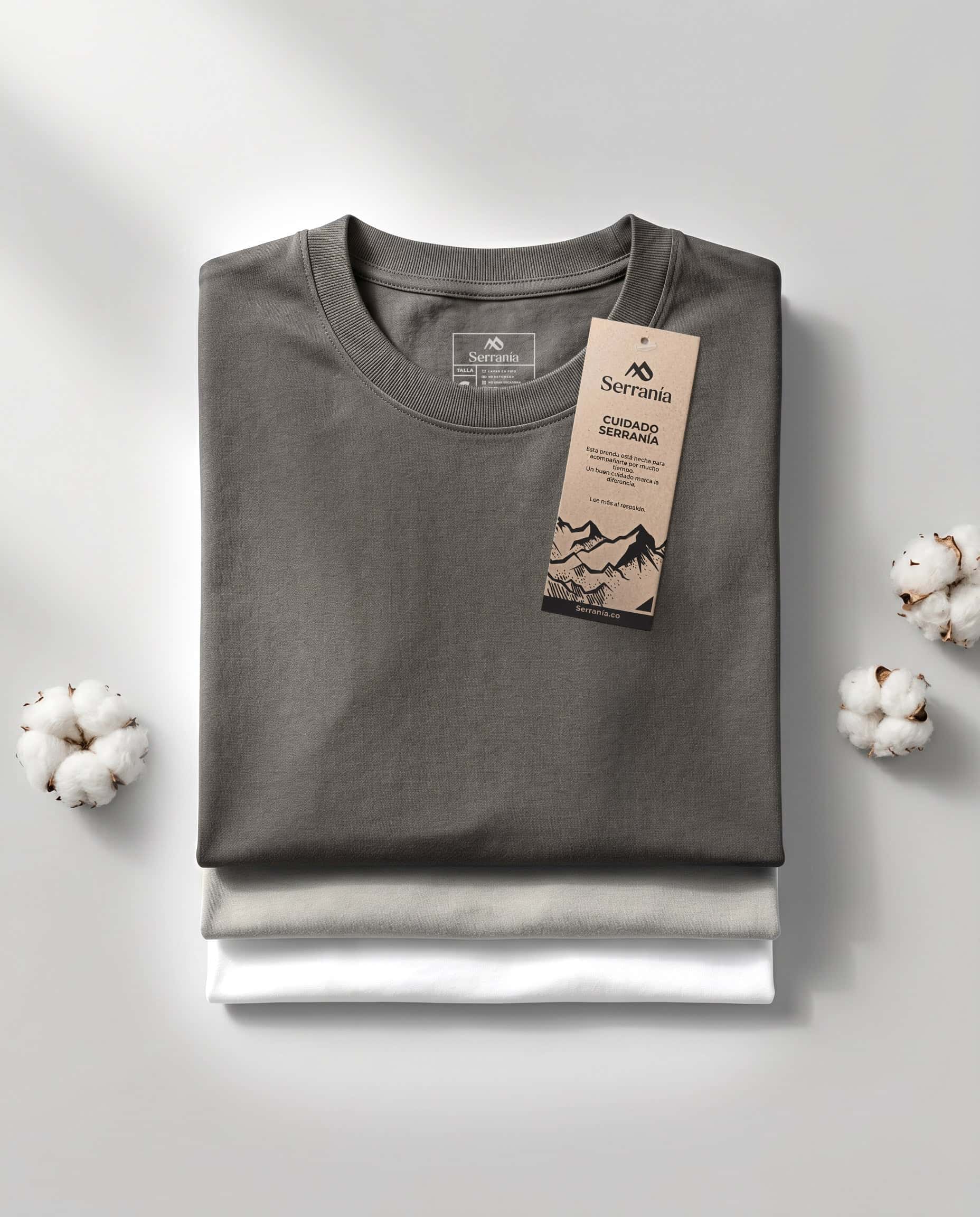 Set 3 Camisetas Slim Fit: Gris Oscuro + Neblina + Blanca