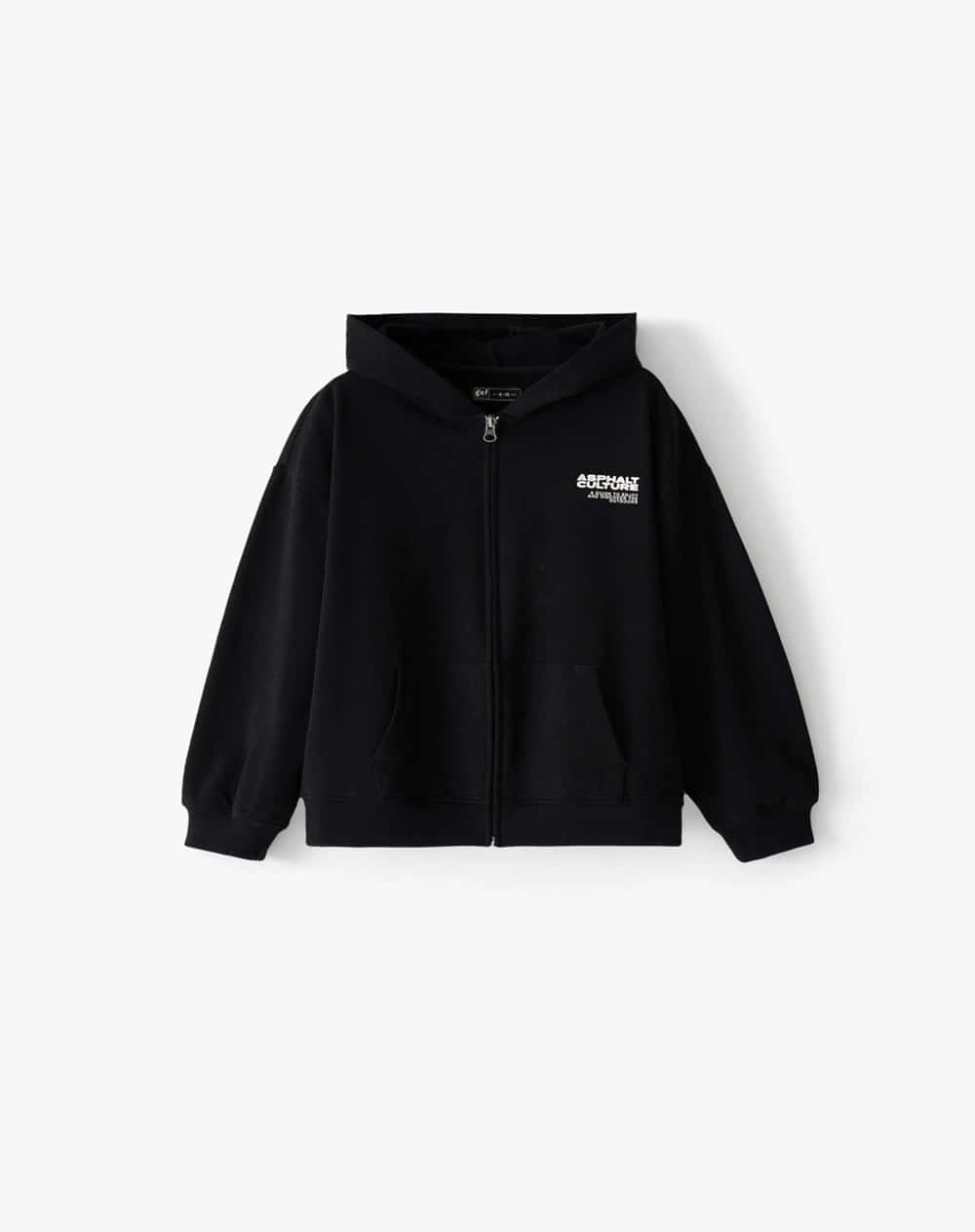 Chaqueta regular con capucha negra niño