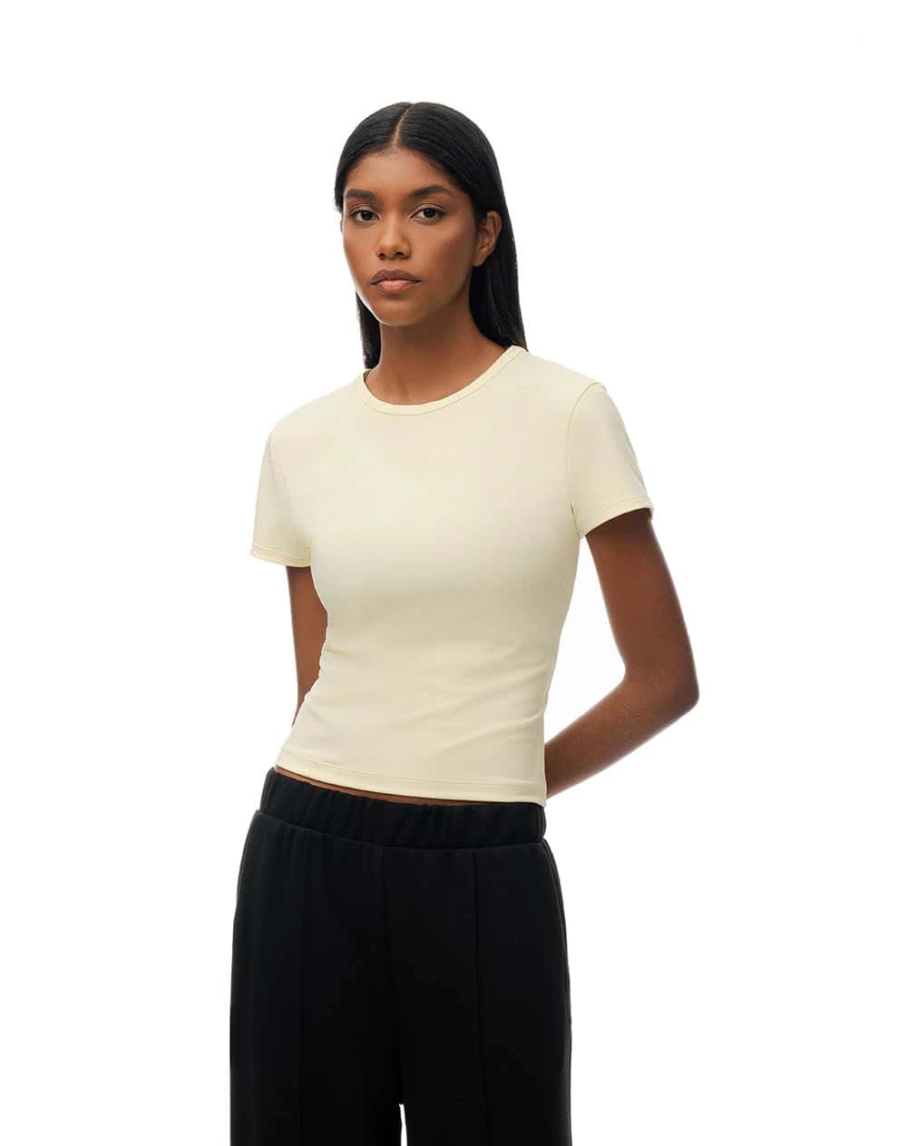 Camiseta deportiva secado rápido amarilla mujer