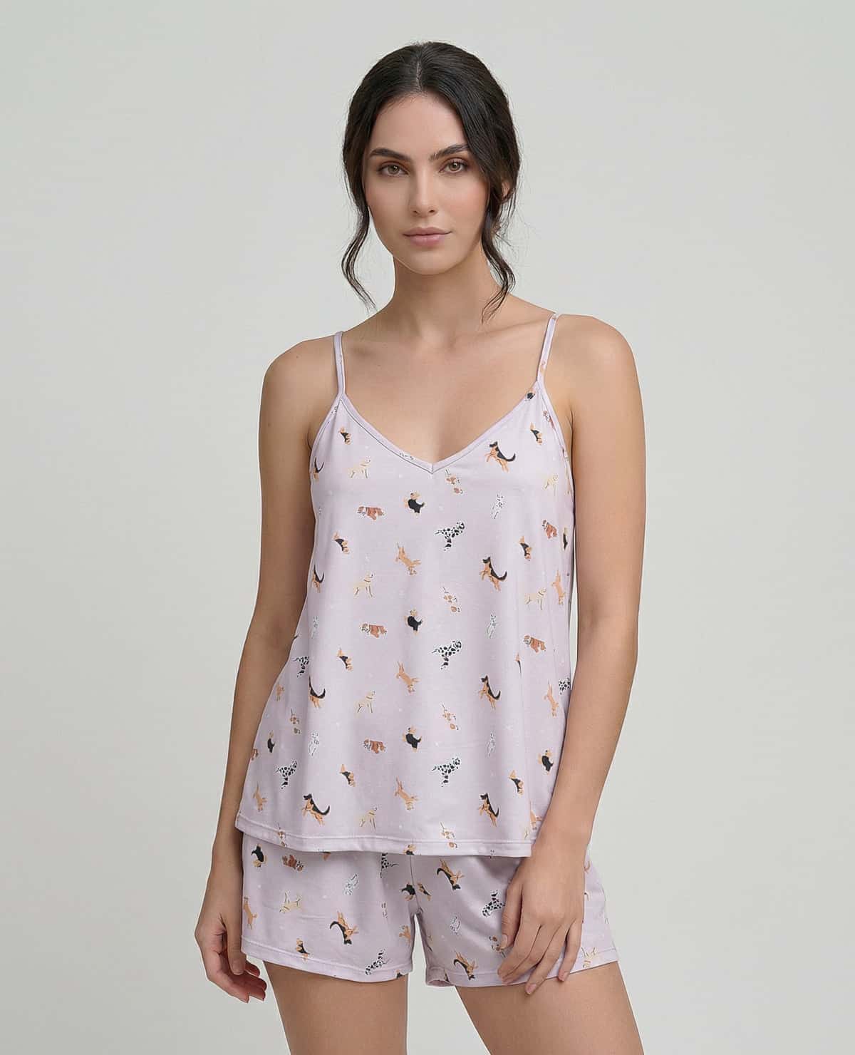 Pijama Short con Blusa Escote en V y Tiras Ajustables | St. Even