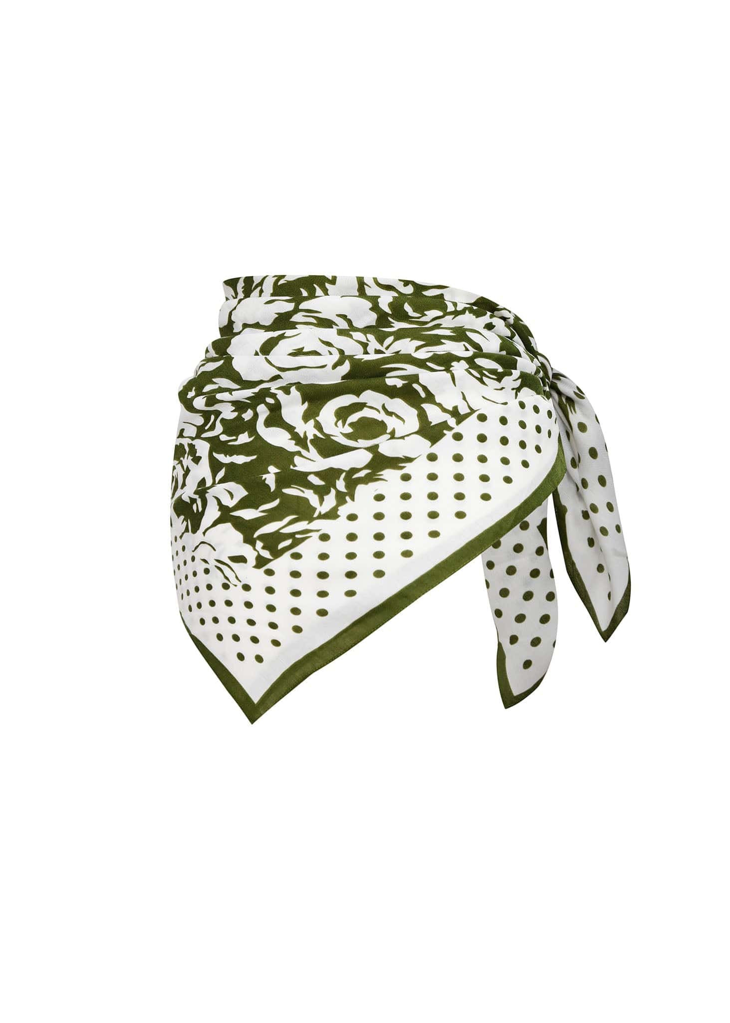 Pañoleta con estampado de rosas y lunares