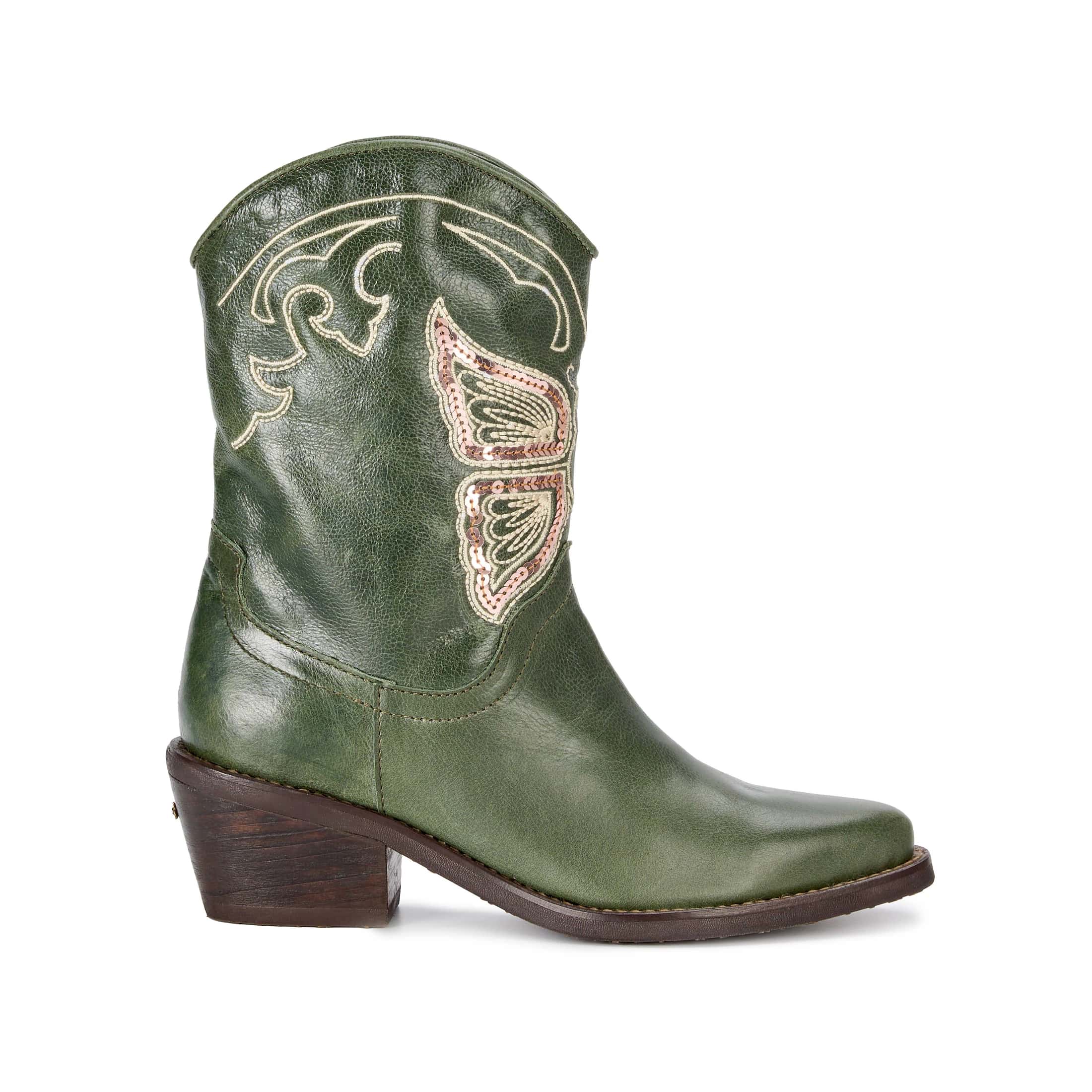 BOTA TEXANA MARIPOSA VERDE