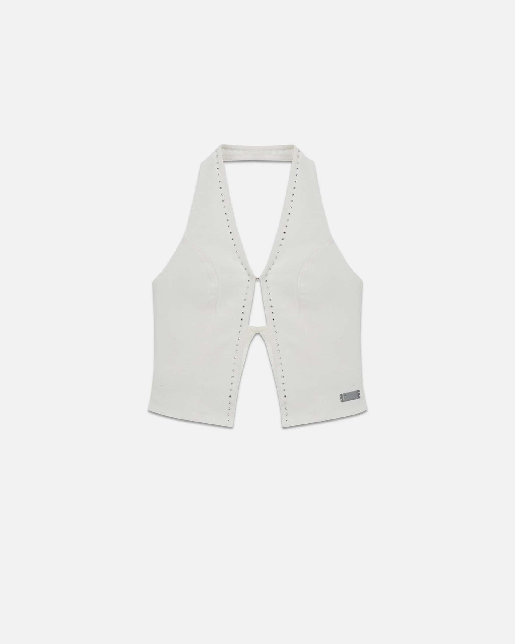W Basics Rhinestone Top Vest White