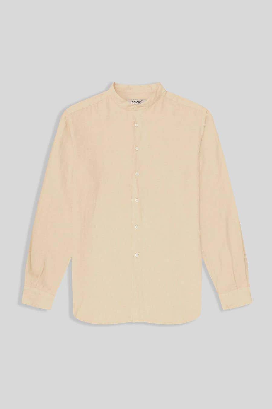Men's linen shirt mao beige basic