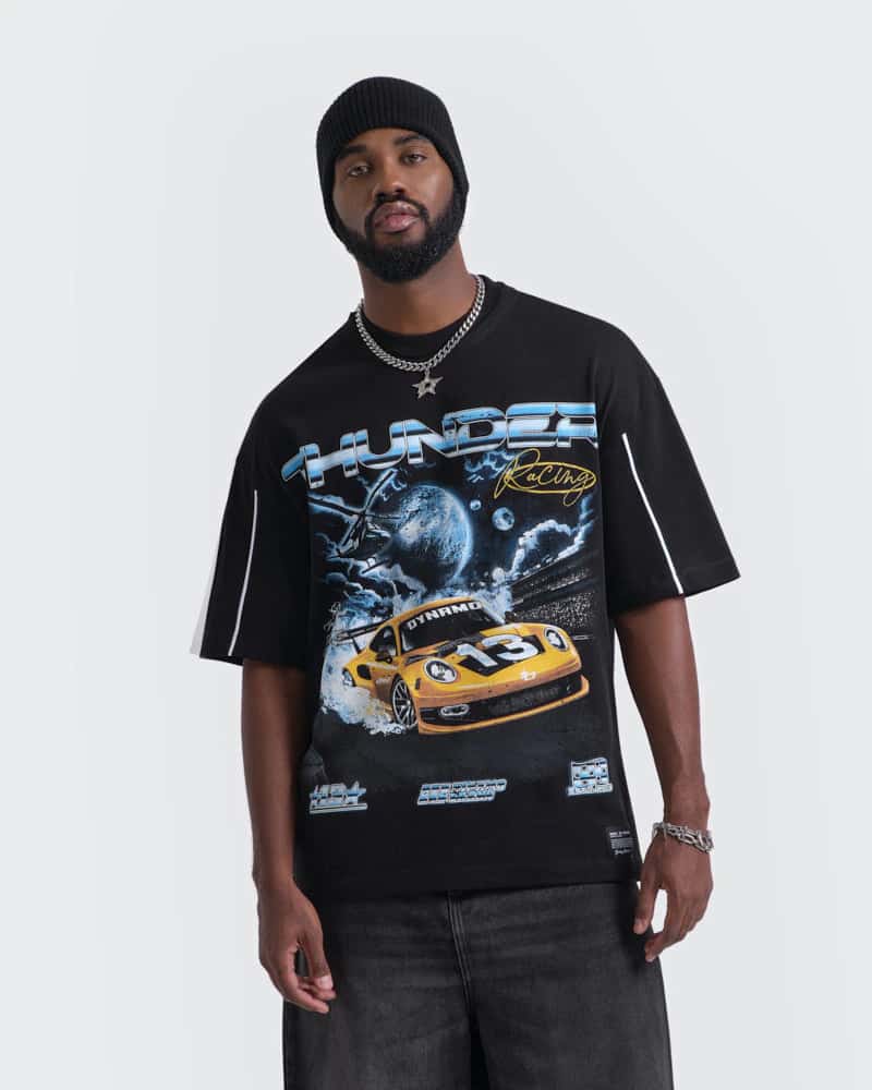 Camiseta Negra Oversize Thunder Racing - miniatura 1