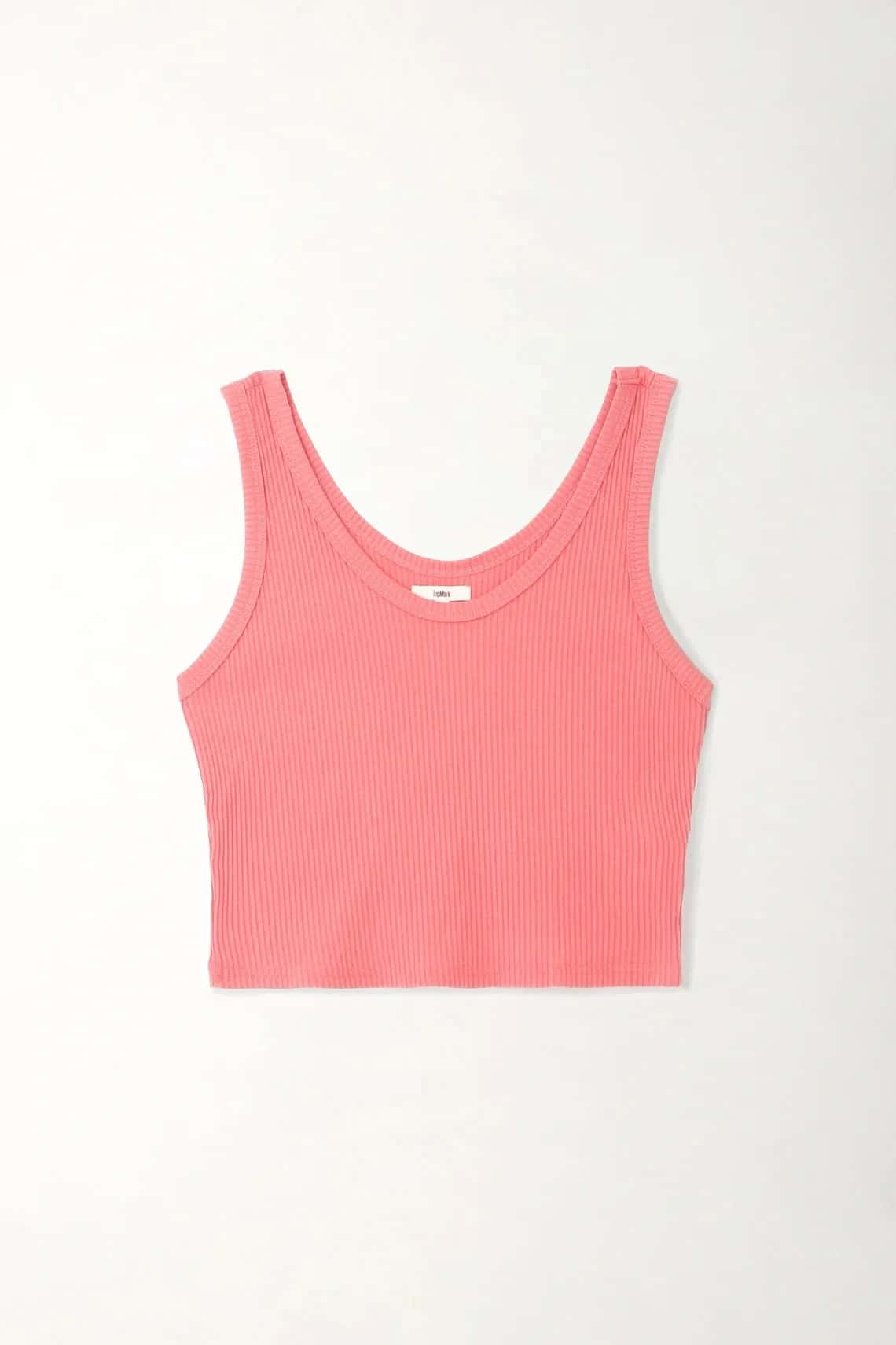 Camiseta tipo esqueleto en rib rosada para mujer