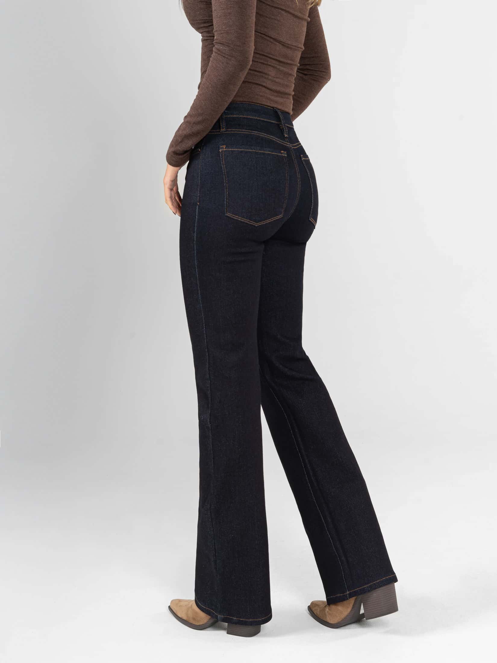 Ref: 066192 Jean straight leg, stretch, tiro alto, tono azul oscuro - miniatura 2
