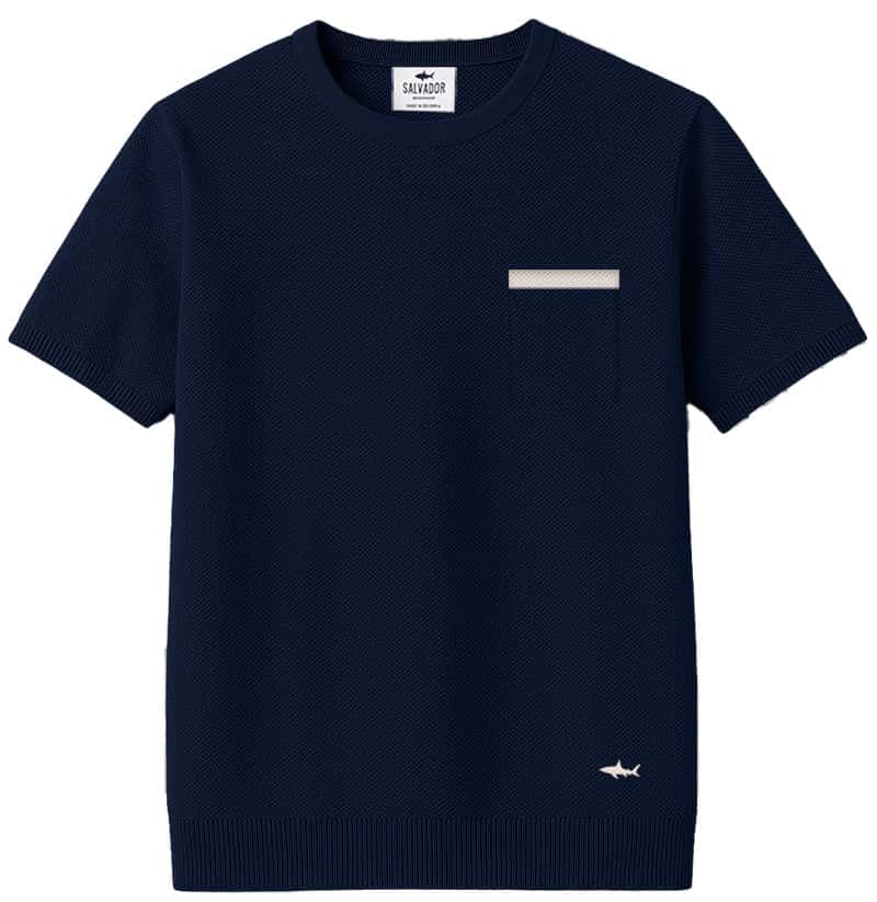 CAMISETA DE PUNTO AZUL OSCURA B BLANCO