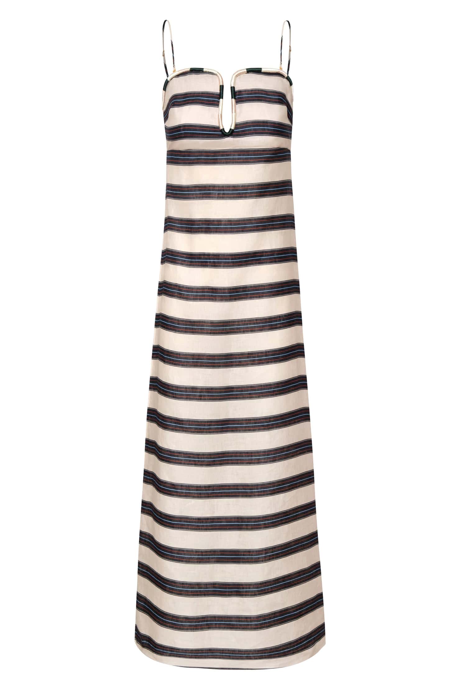 Antonia Linen Midi Dress / Navy Stripes