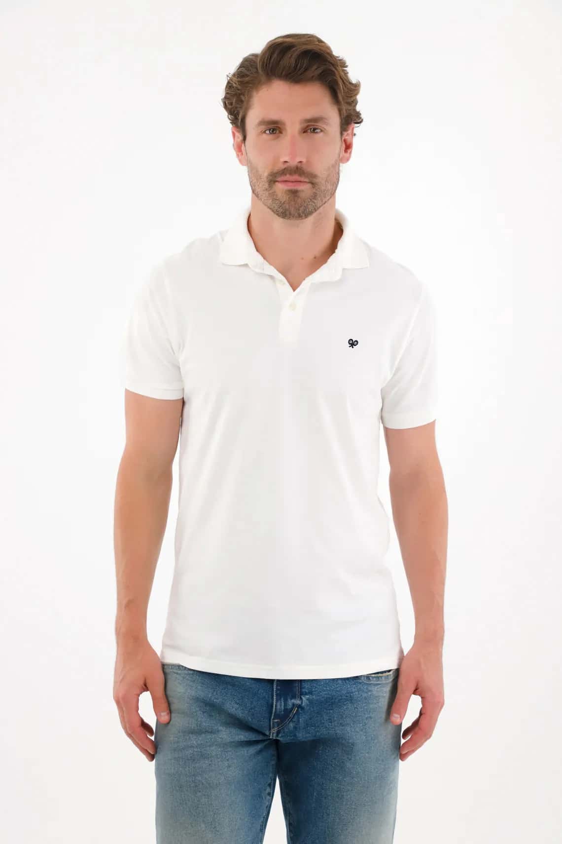 Polo en tela piqué licra crudo para hombre