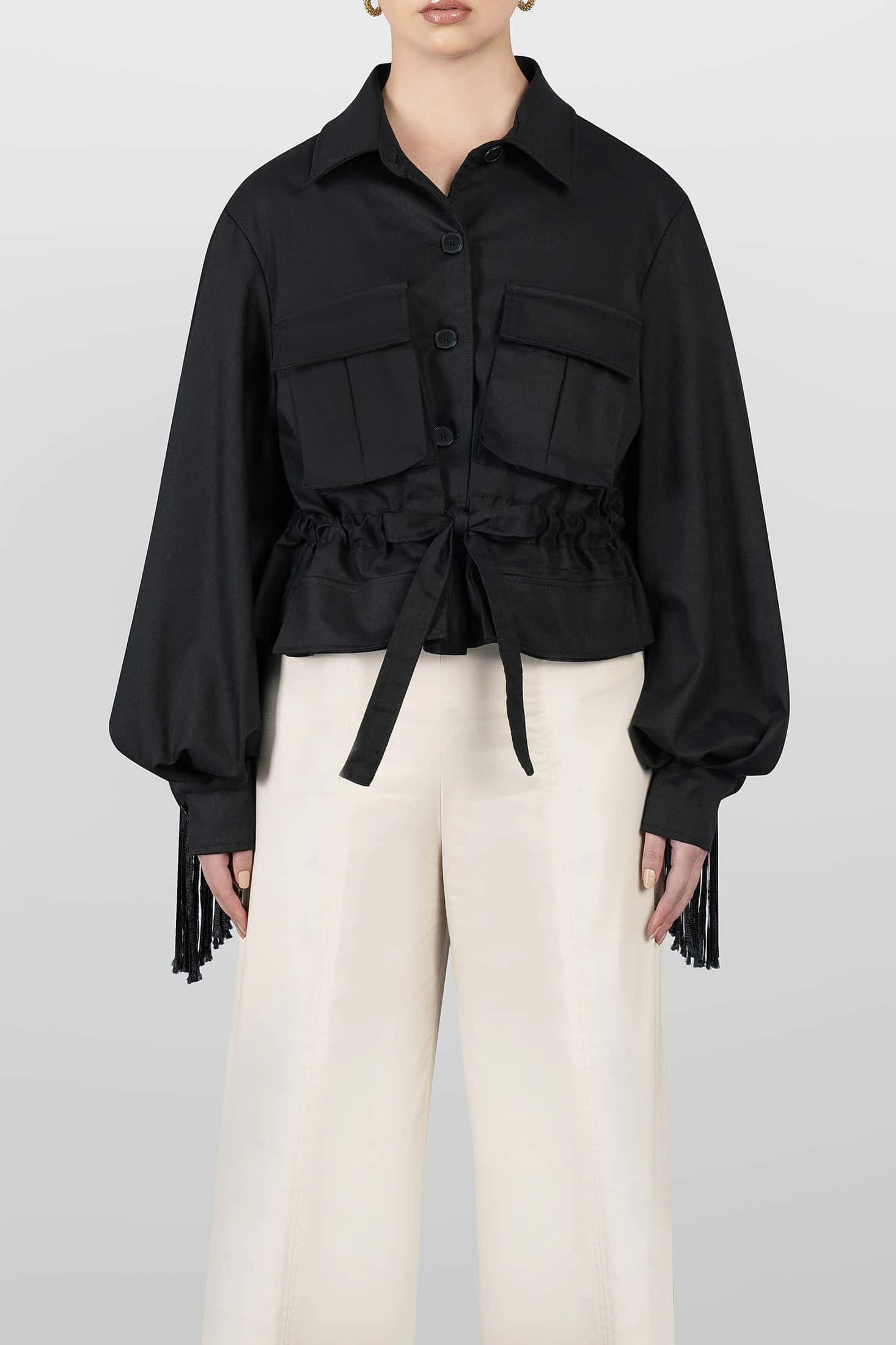 CHAQUETA SAHARIANA CON MACRAME - miniatura 2