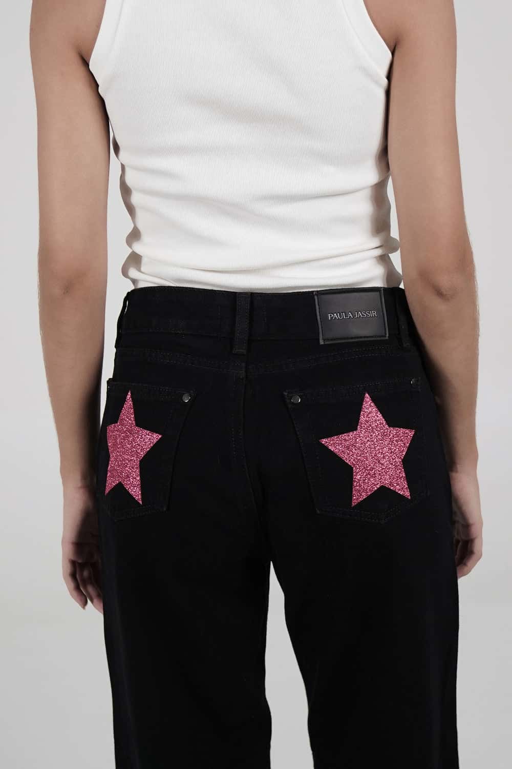 Double Star Black Jeans (Hot Pink)