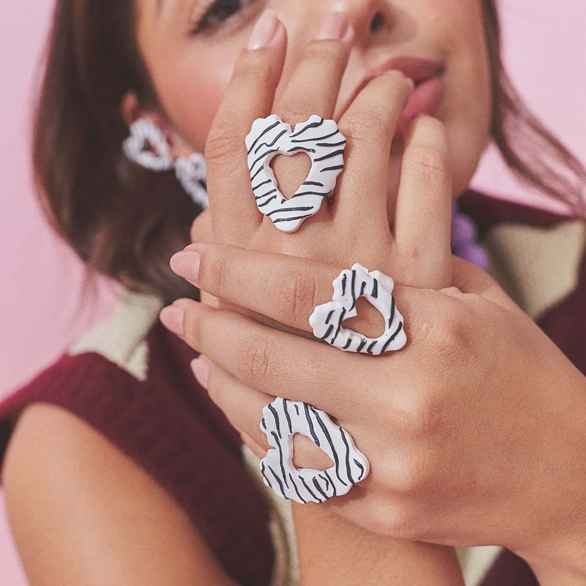 Anillo Corazón Rayado Mini