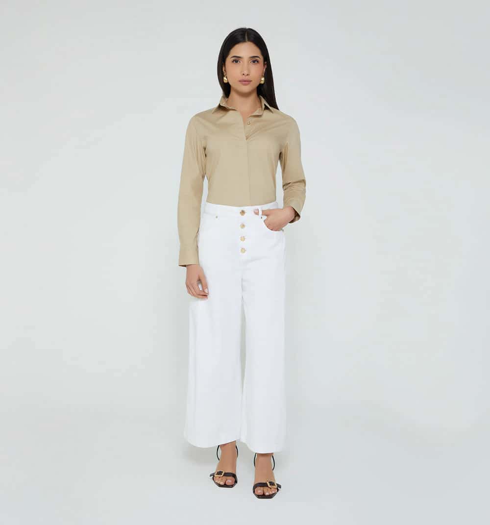 Jean cropped  cinco bolsillos con prense