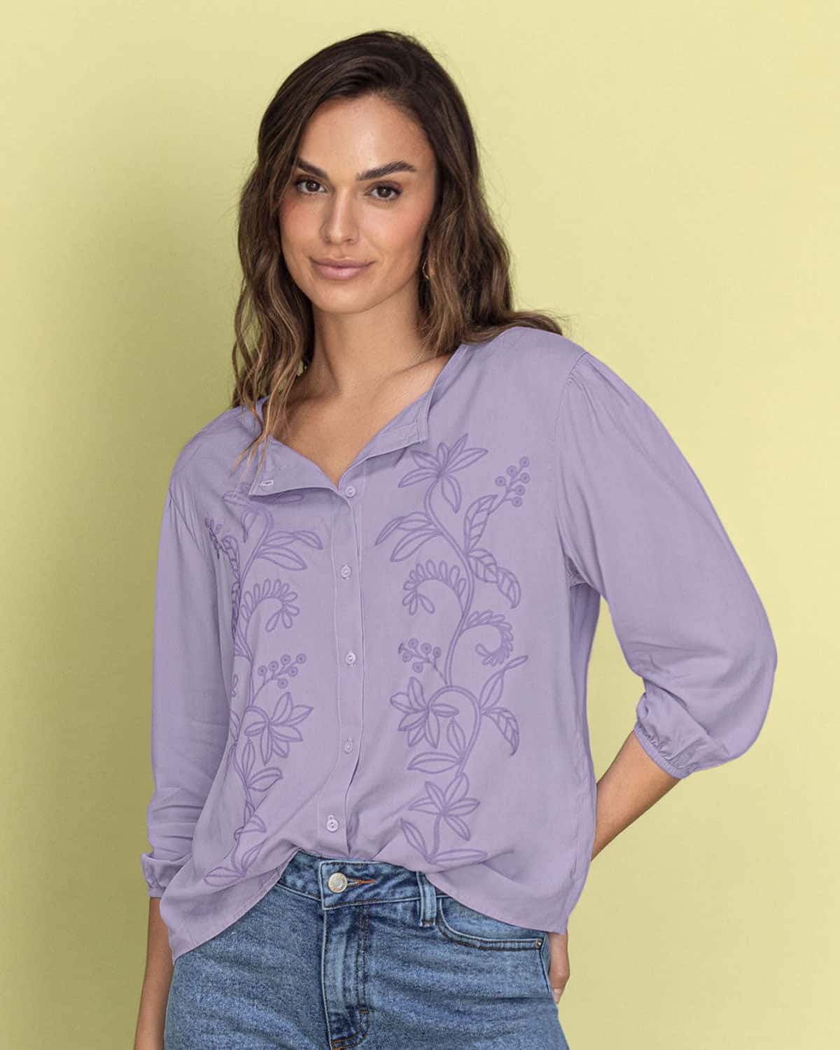 Blusa 3/4 con estampado en frente