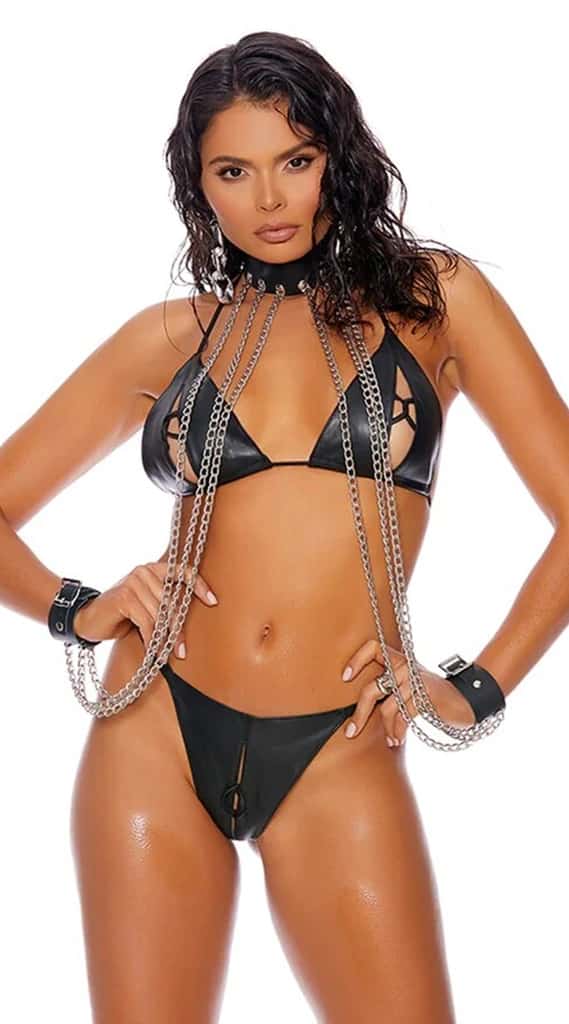 Collar de sujeción en cuero negro EM-0L9823-NEG-OS