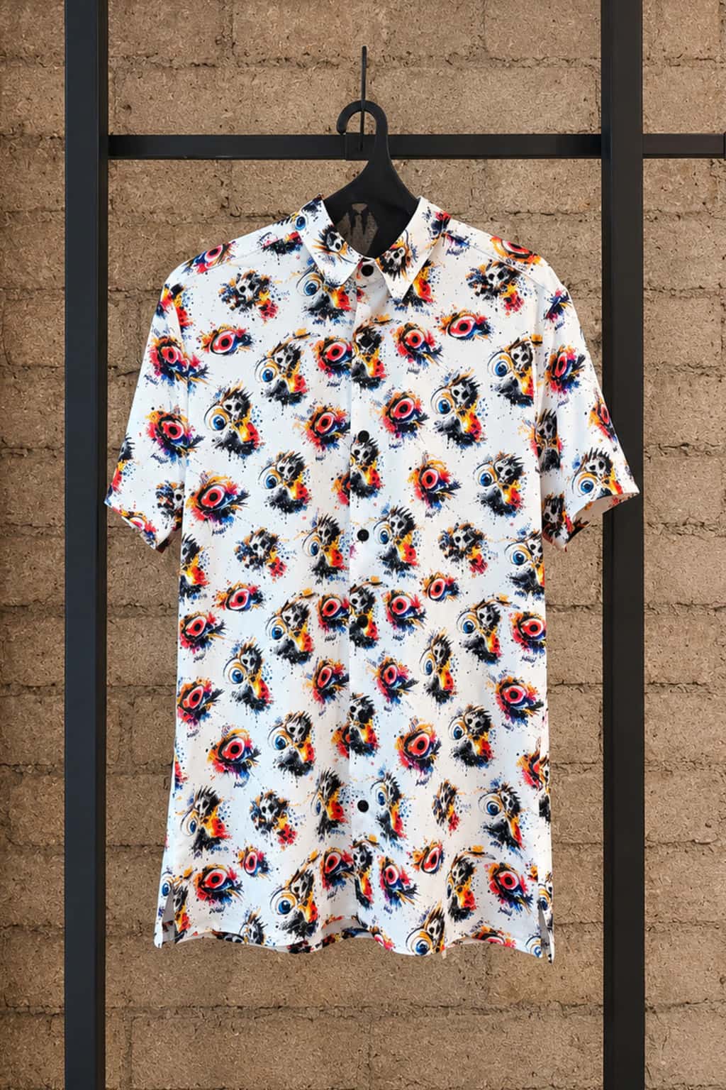 Camisa Para Hombre Manga Corta Estampado Calaveras