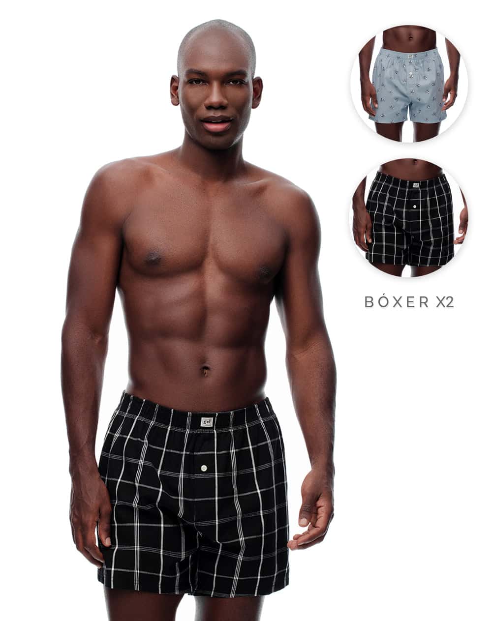 Bóxer medio algodón amplio x2unds surtido hombre