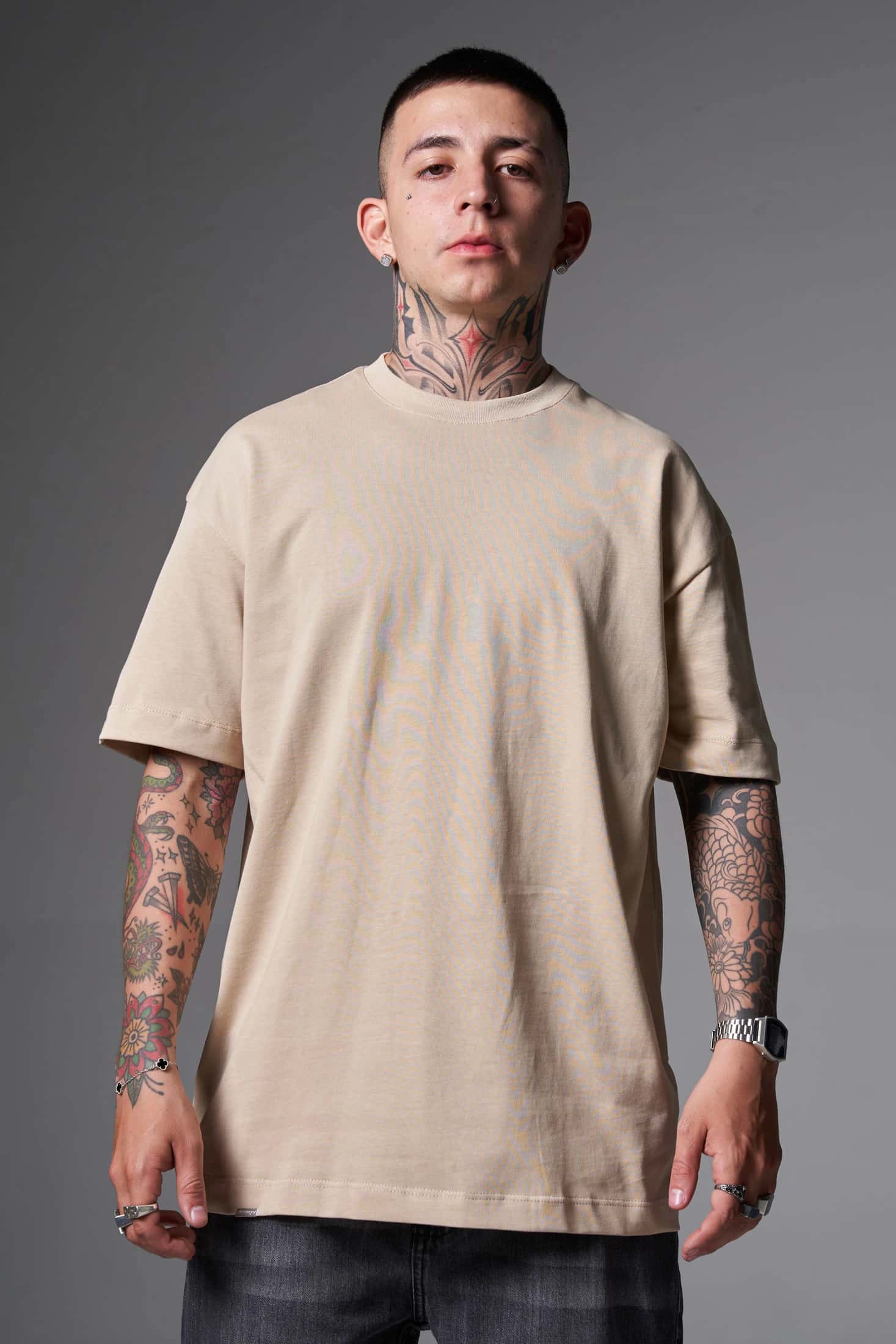 Camiseta 100% Algodón Peruano Camel Oversize 250 Gramos