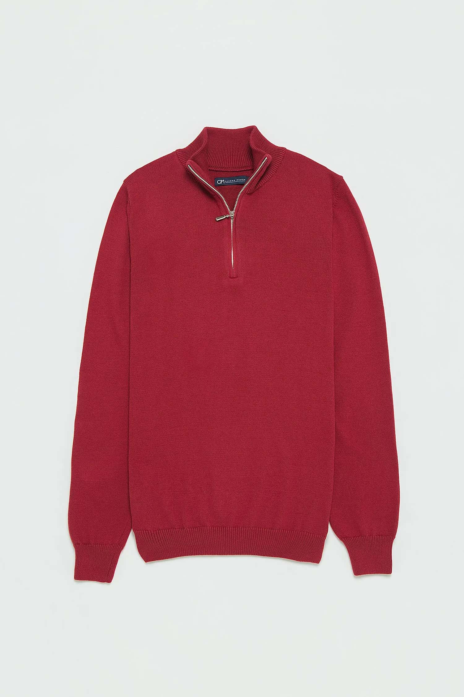 Saco Half Zip Algodón Vino