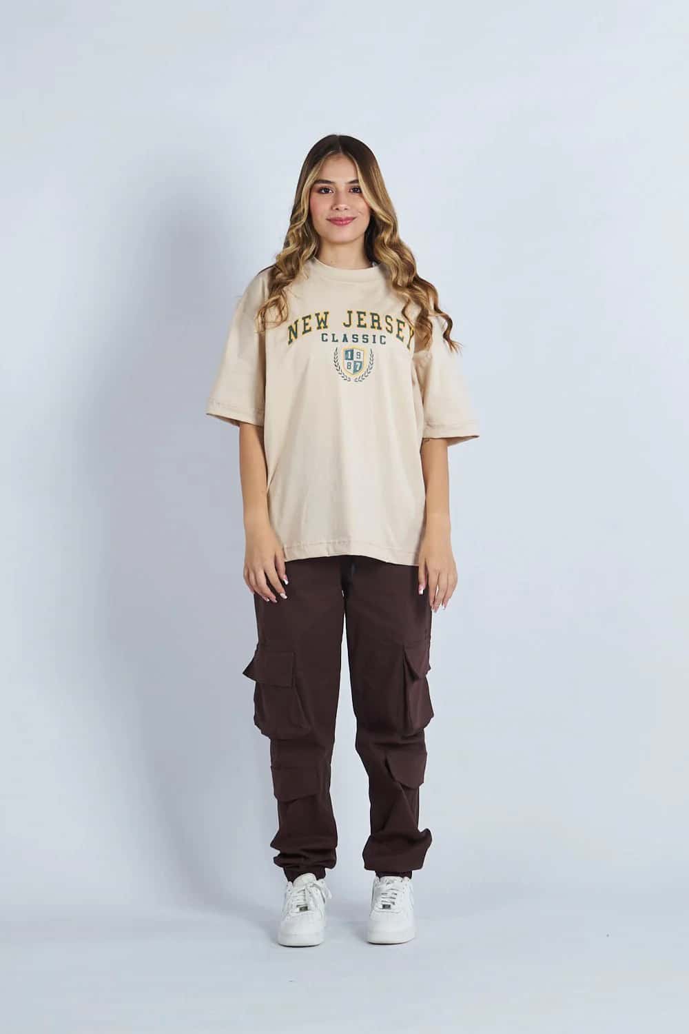 Camiseta oversize estampado New Jersey Beige | DROP 03 | - miniatura 2