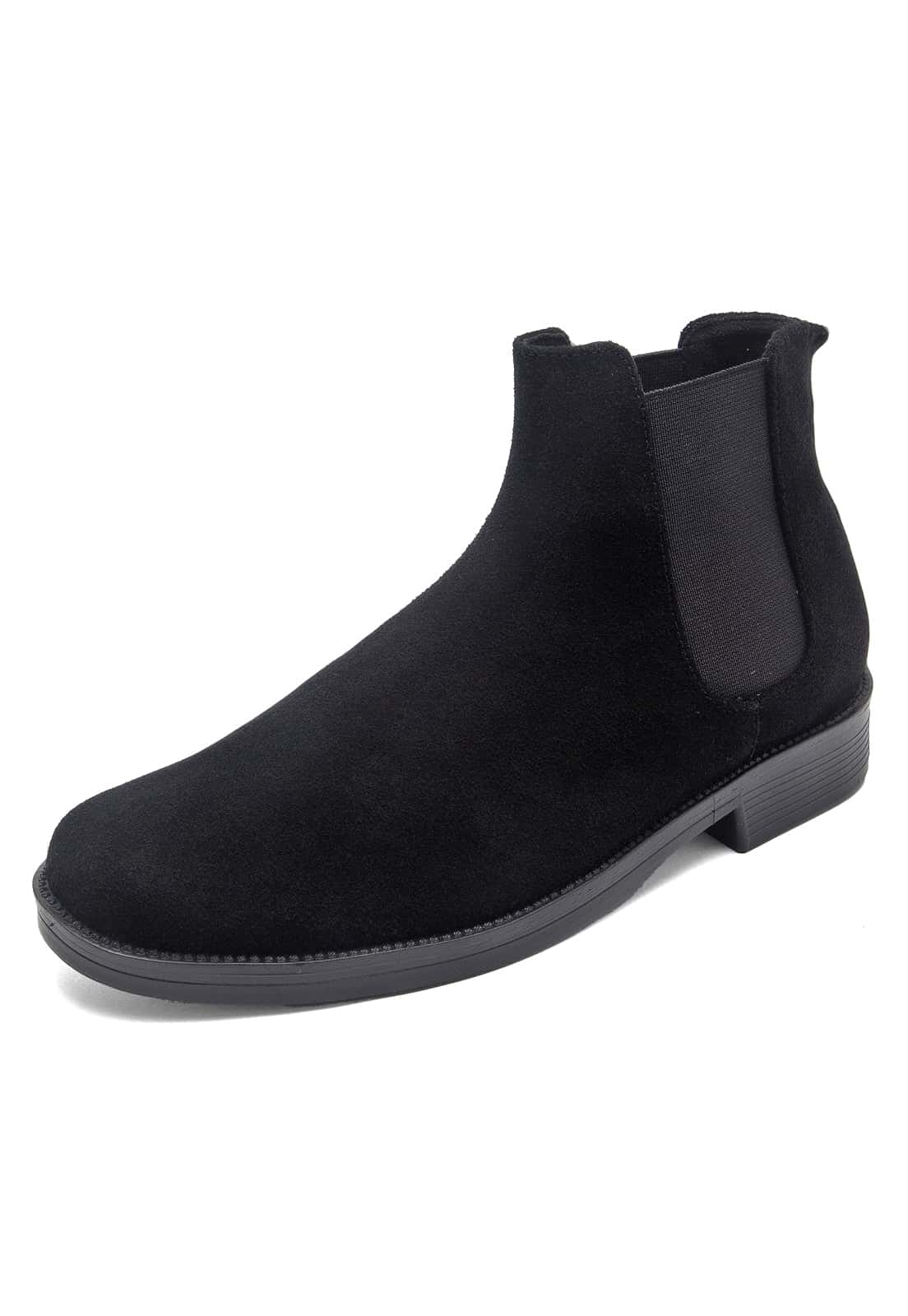 Botines chelsea negros en gamuza.