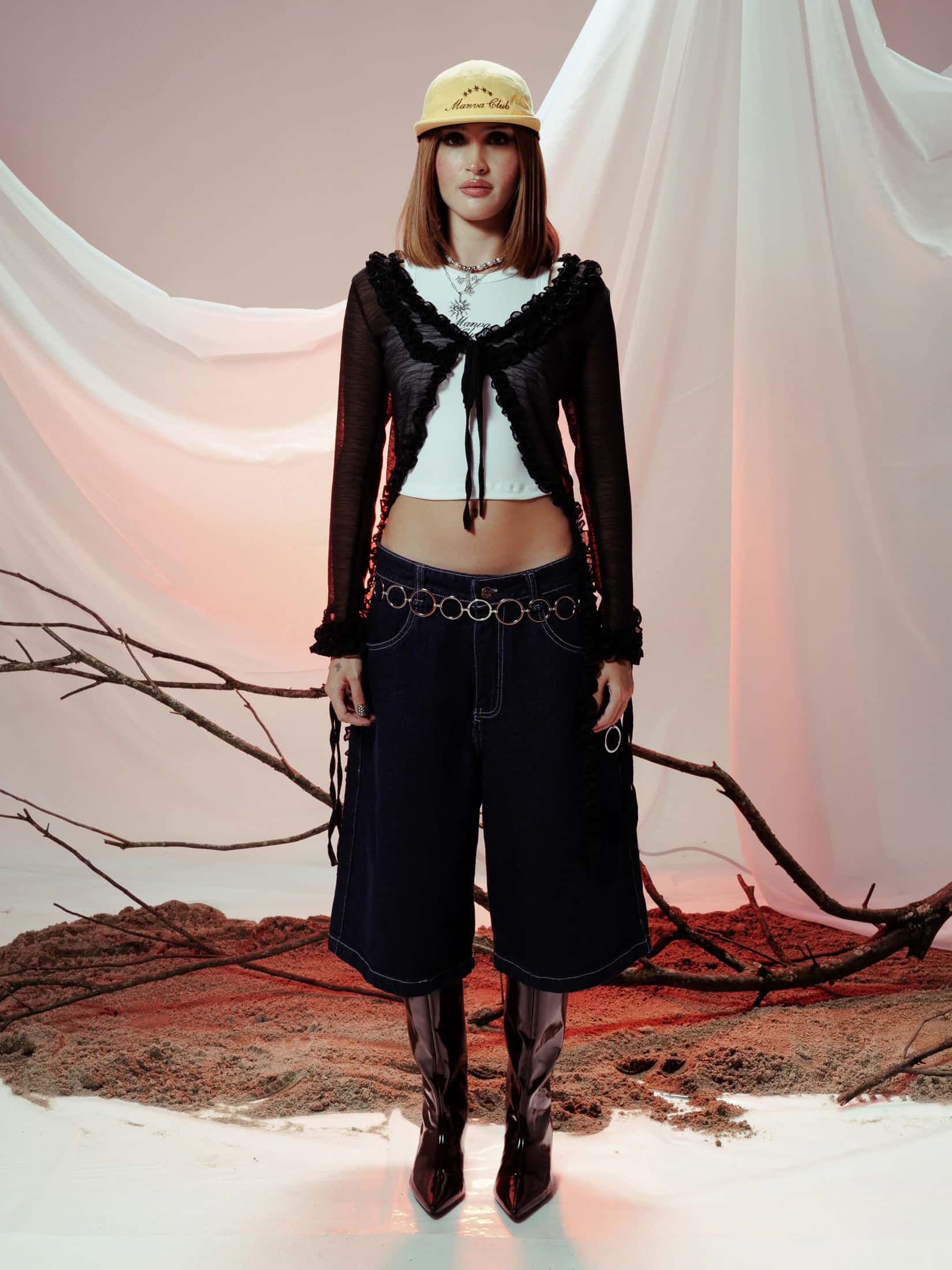 ZENDRA RUFFLE TOP NEGRO - miniatura 2