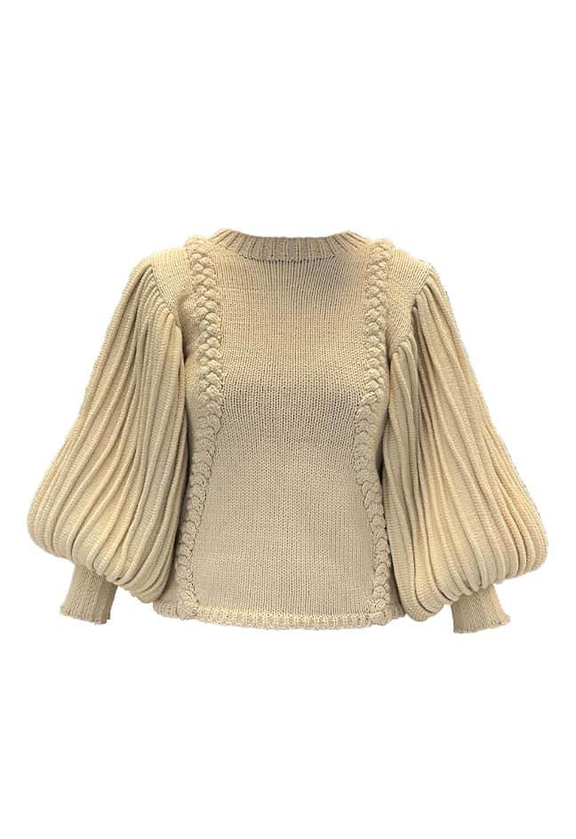 WOVEN SWEATER WITH WAVY BRAIDS