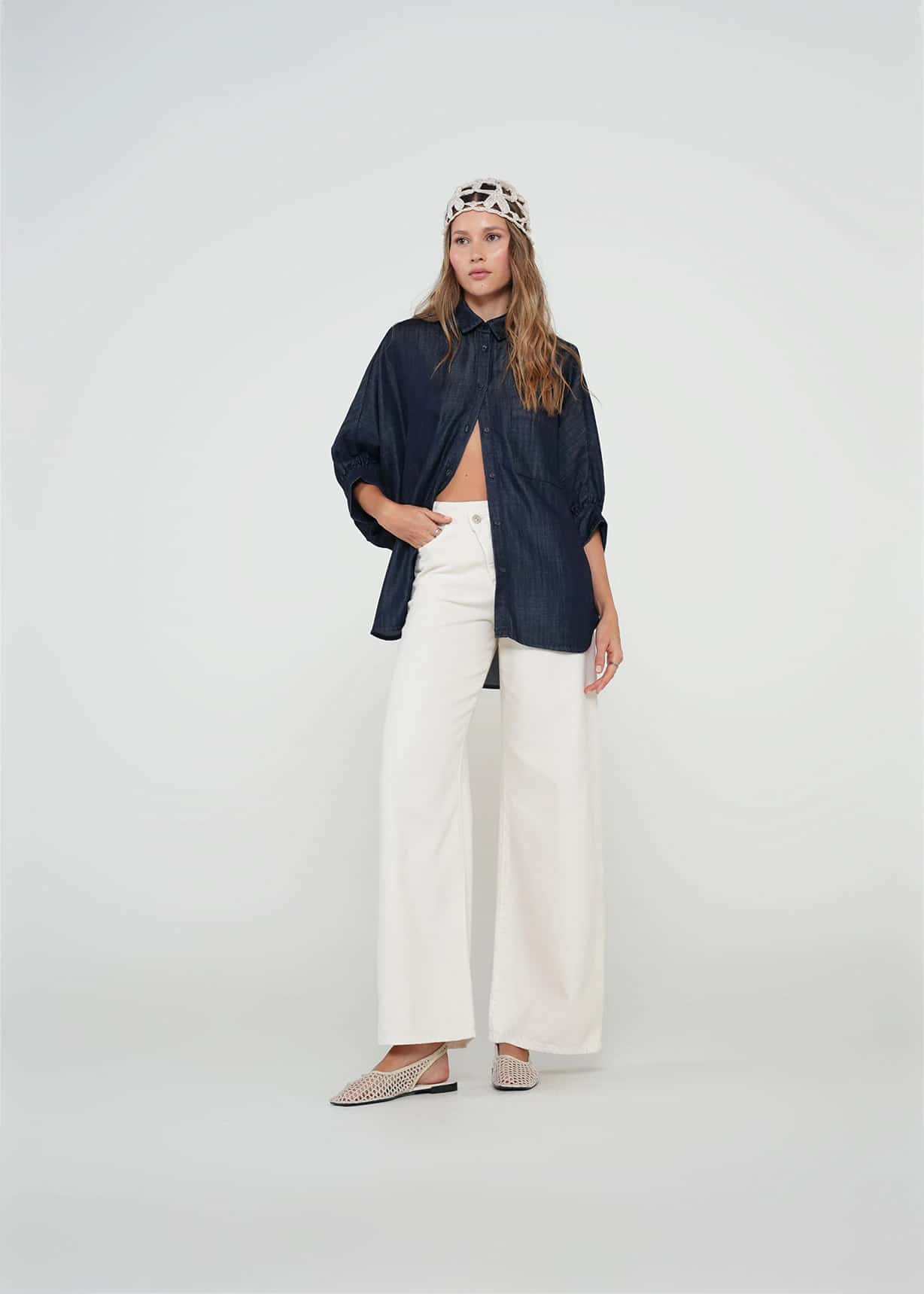 Camisa oversiza tipo denim