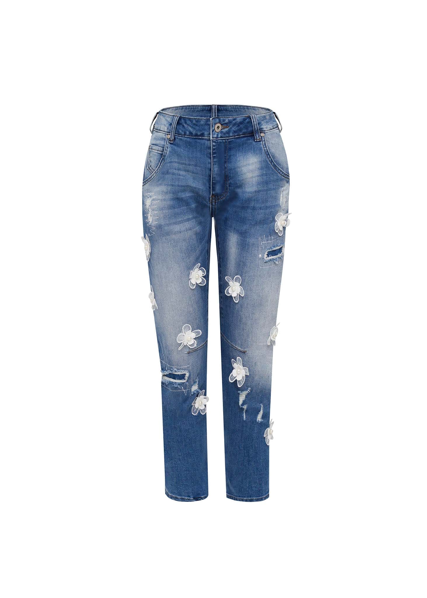 Jeans flores 3D