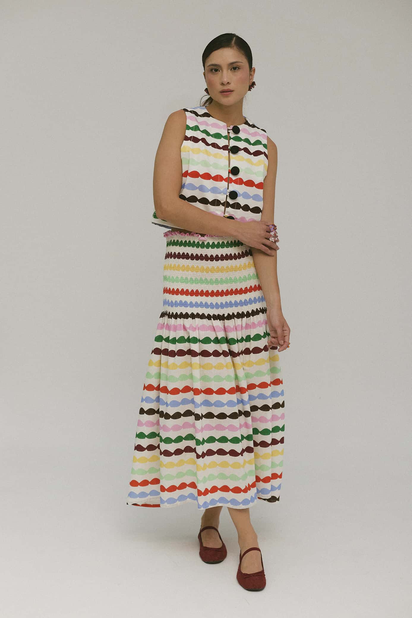 Falda Shirred Glaseado Arcoiris