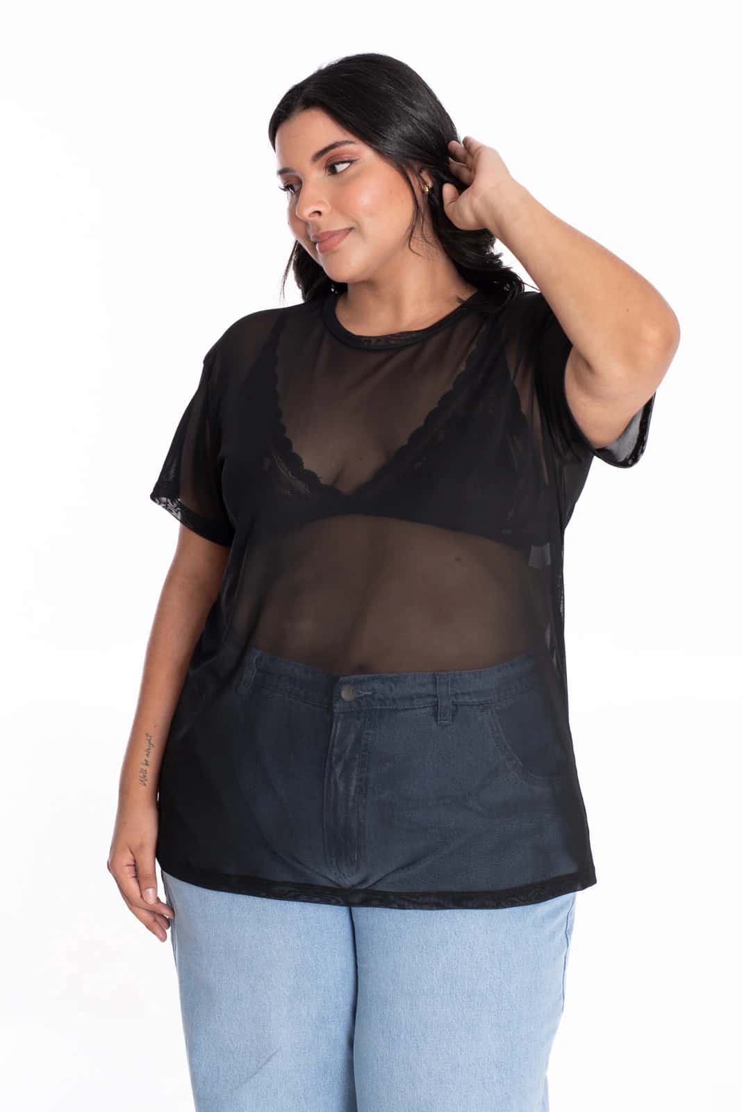 Camiseta Oversize Malla Negra - miniatura 2