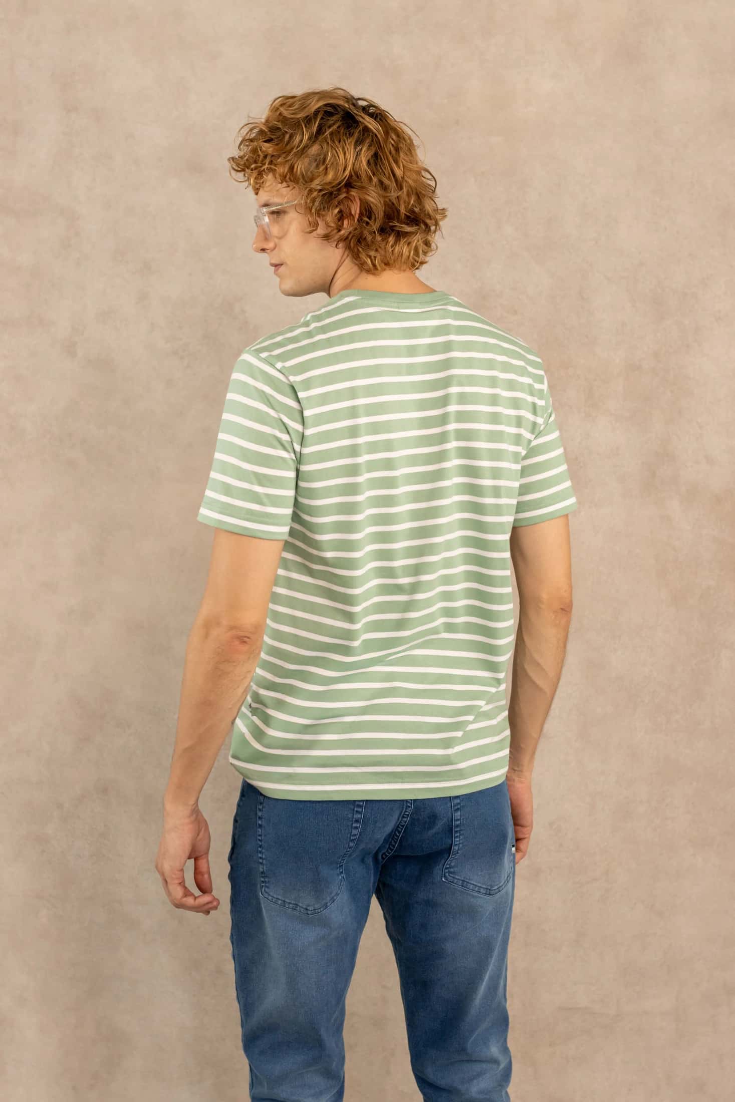 Camiseta Antimanchas Rayas Verde Sage - miniatura 4