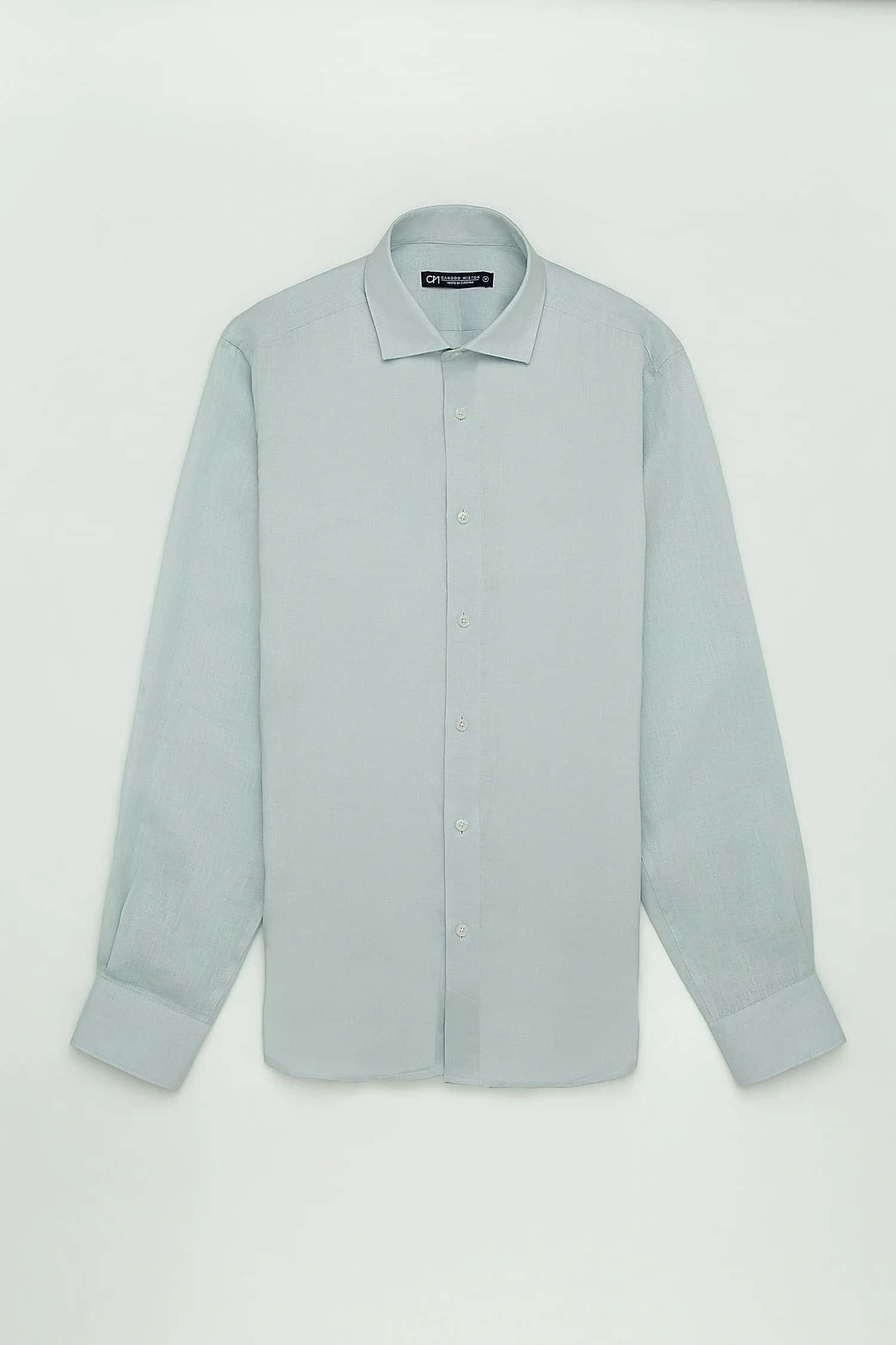 Camisa Button Under Lino Menta