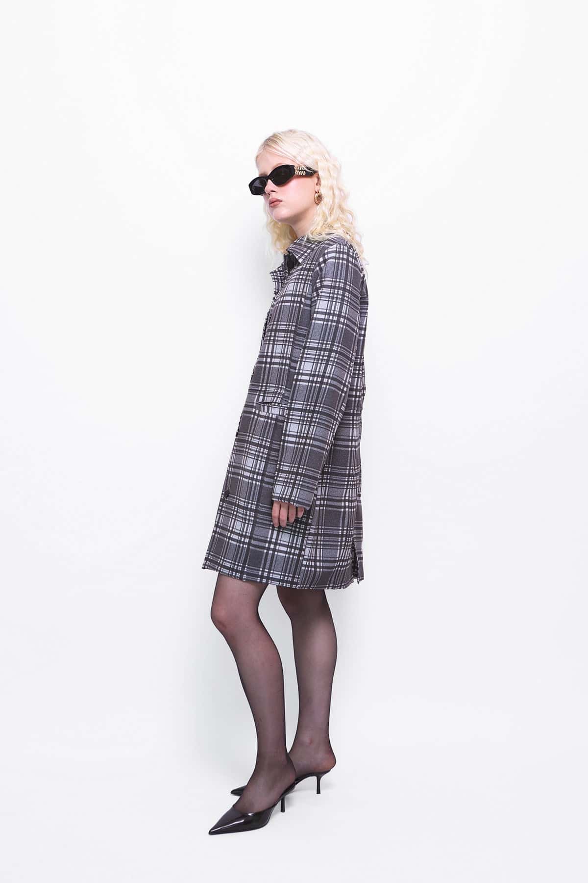 Overcoat in Black Plaid